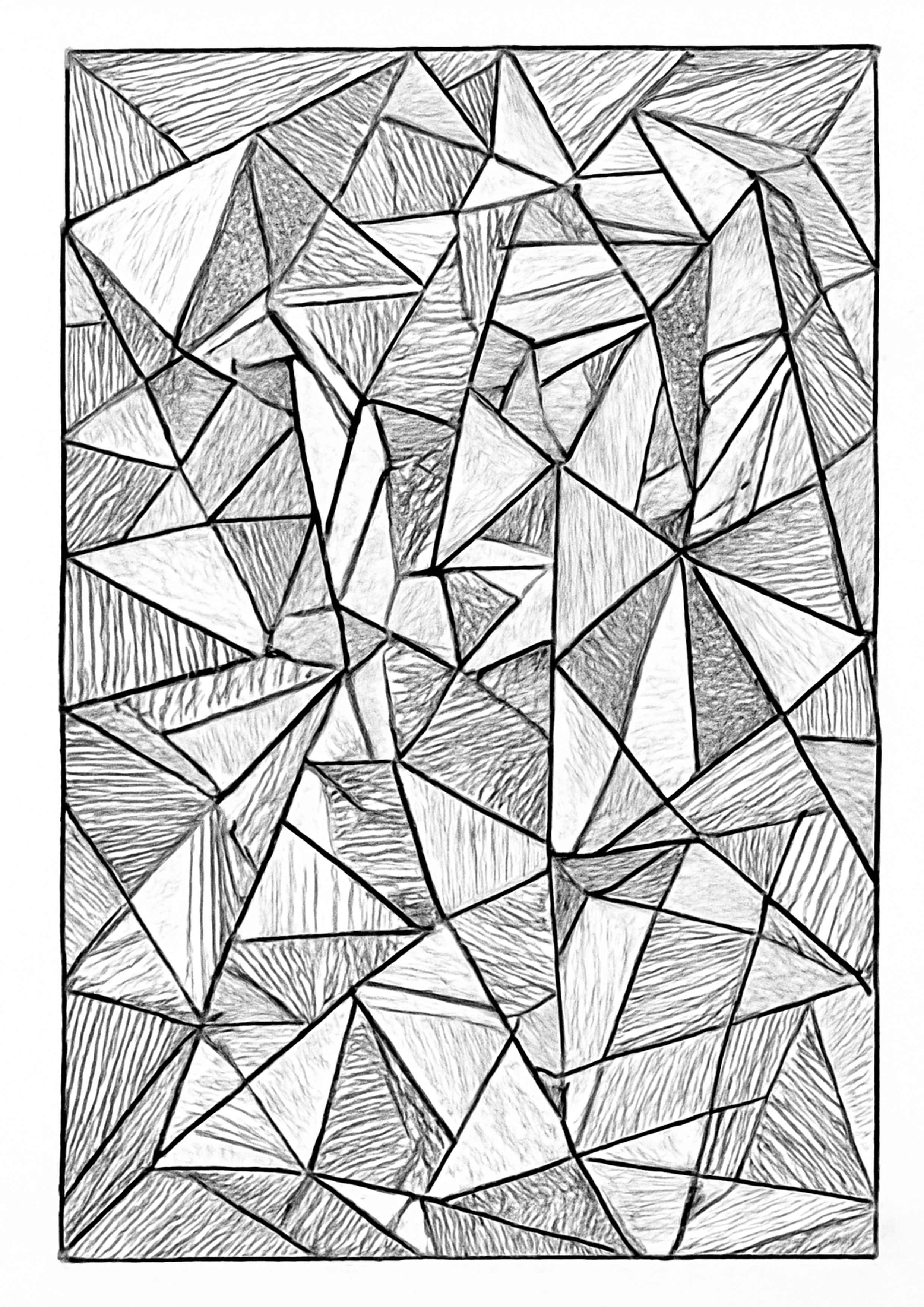 Coloriage composition cubiste a imprimer, dessin au trait simple pour enfants