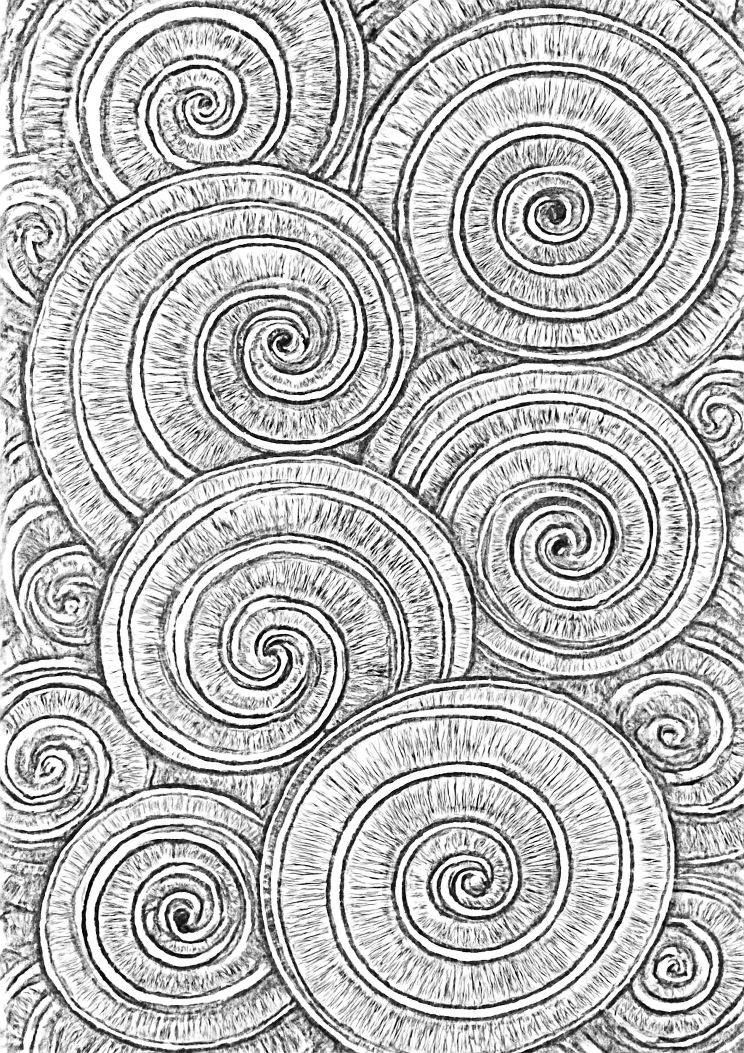 Coloriage spirales infinies a imprimer, dessin au trait simple pour enfants