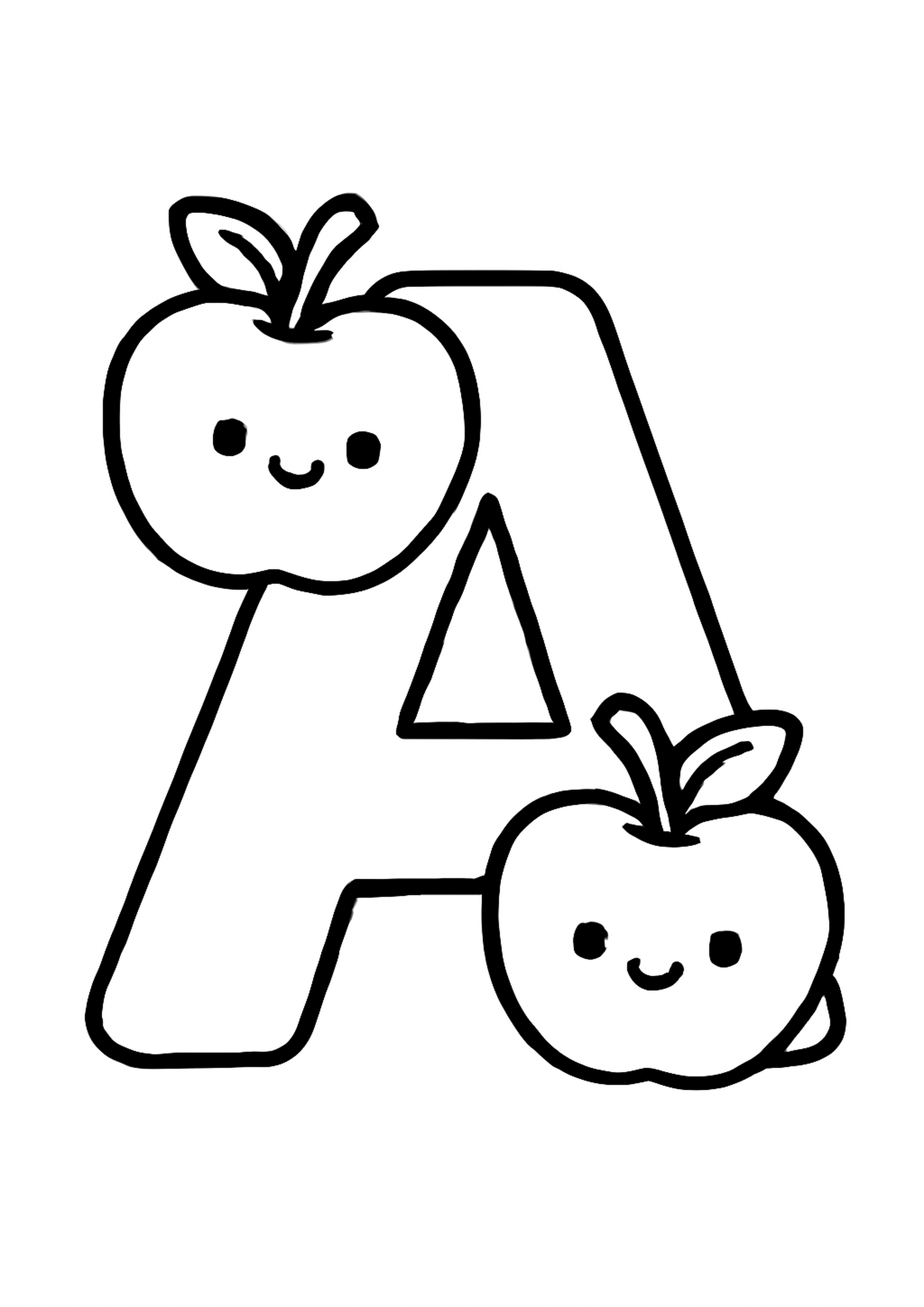 Coloriage la lettre a a imprimer, dessin au trait simple pour enfants