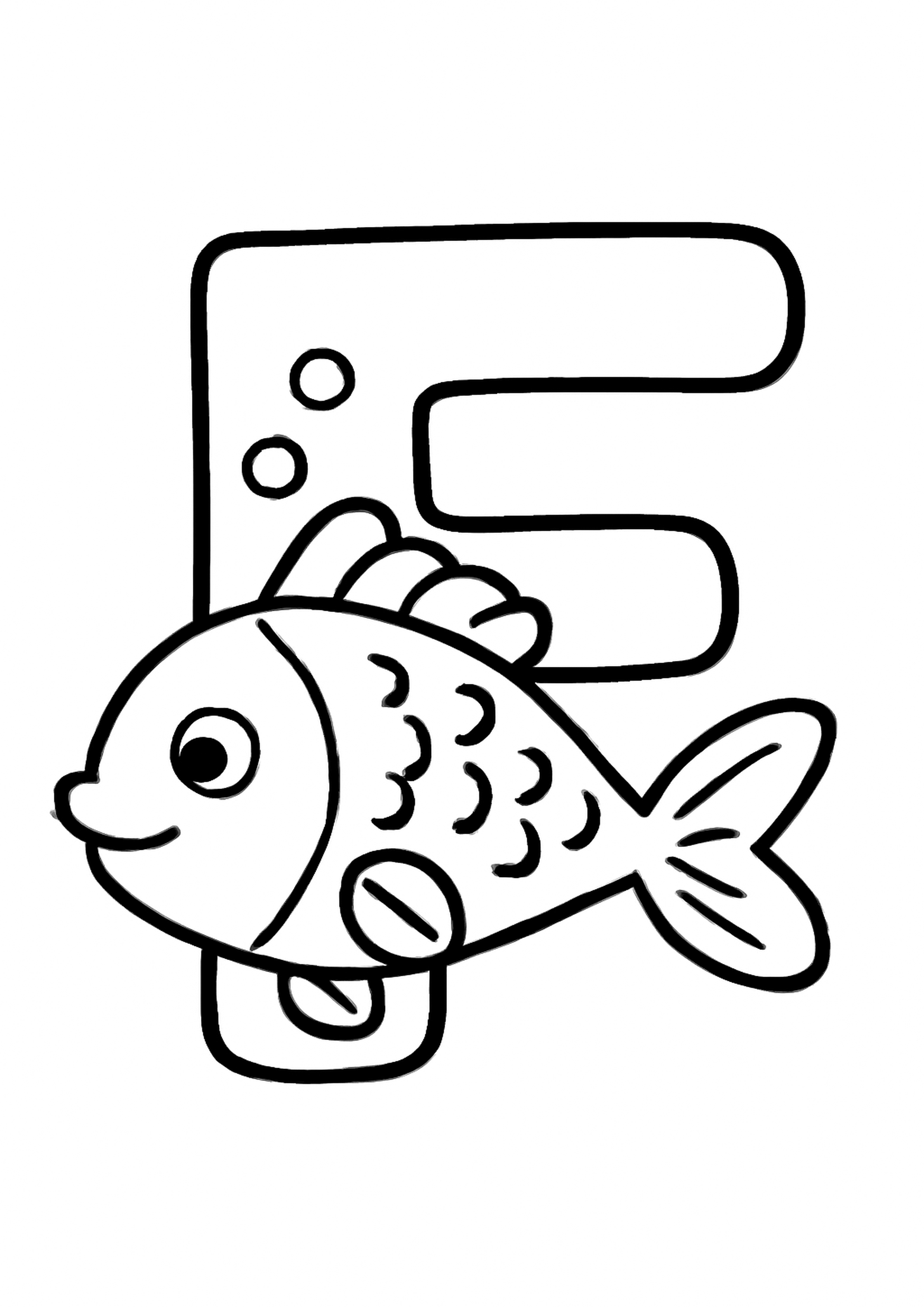 Coloriage la lettre f a imprimer, dessin au trait simple pour enfants