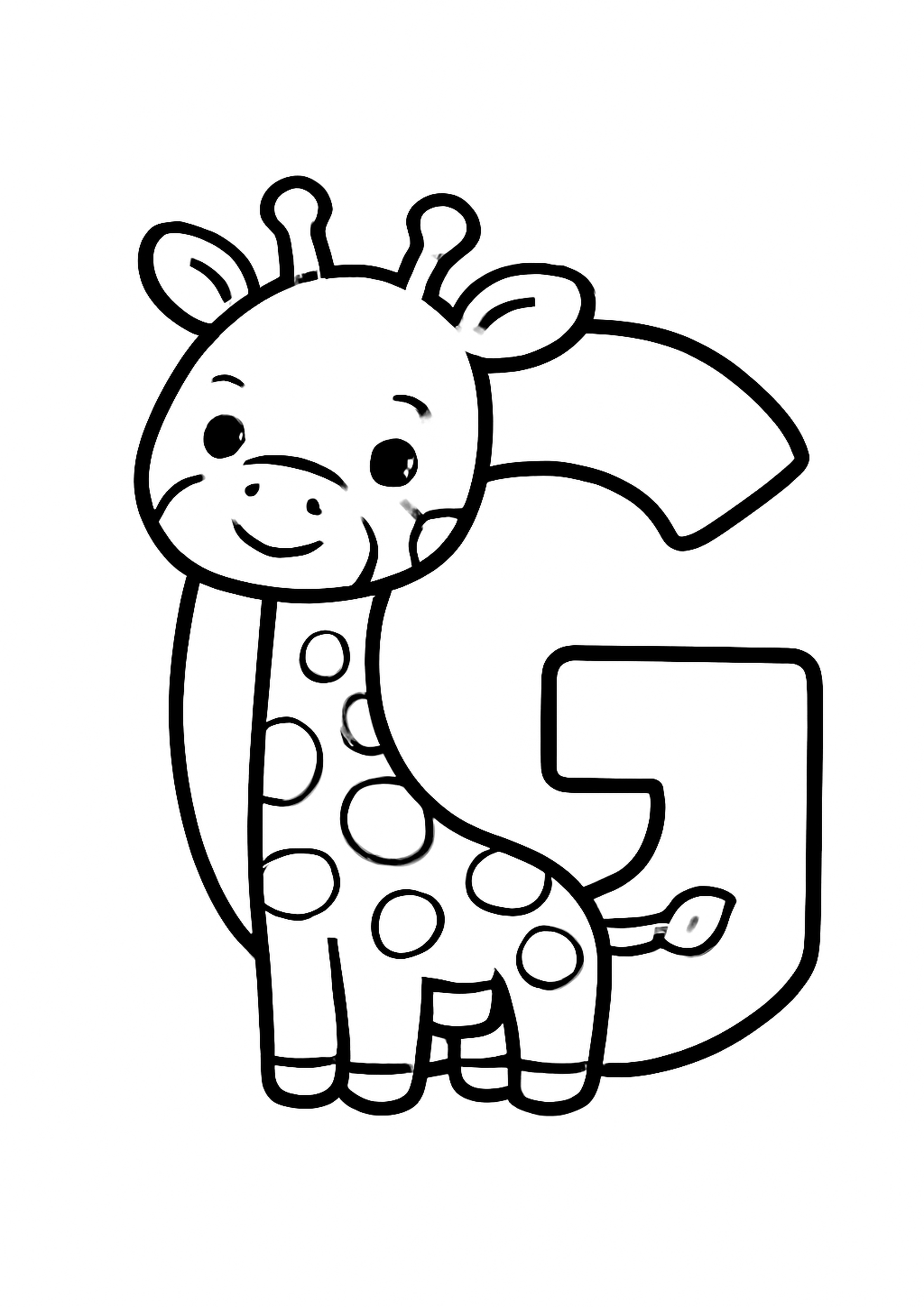 Coloriage la lettre g a imprimer, dessin au trait simple pour enfants