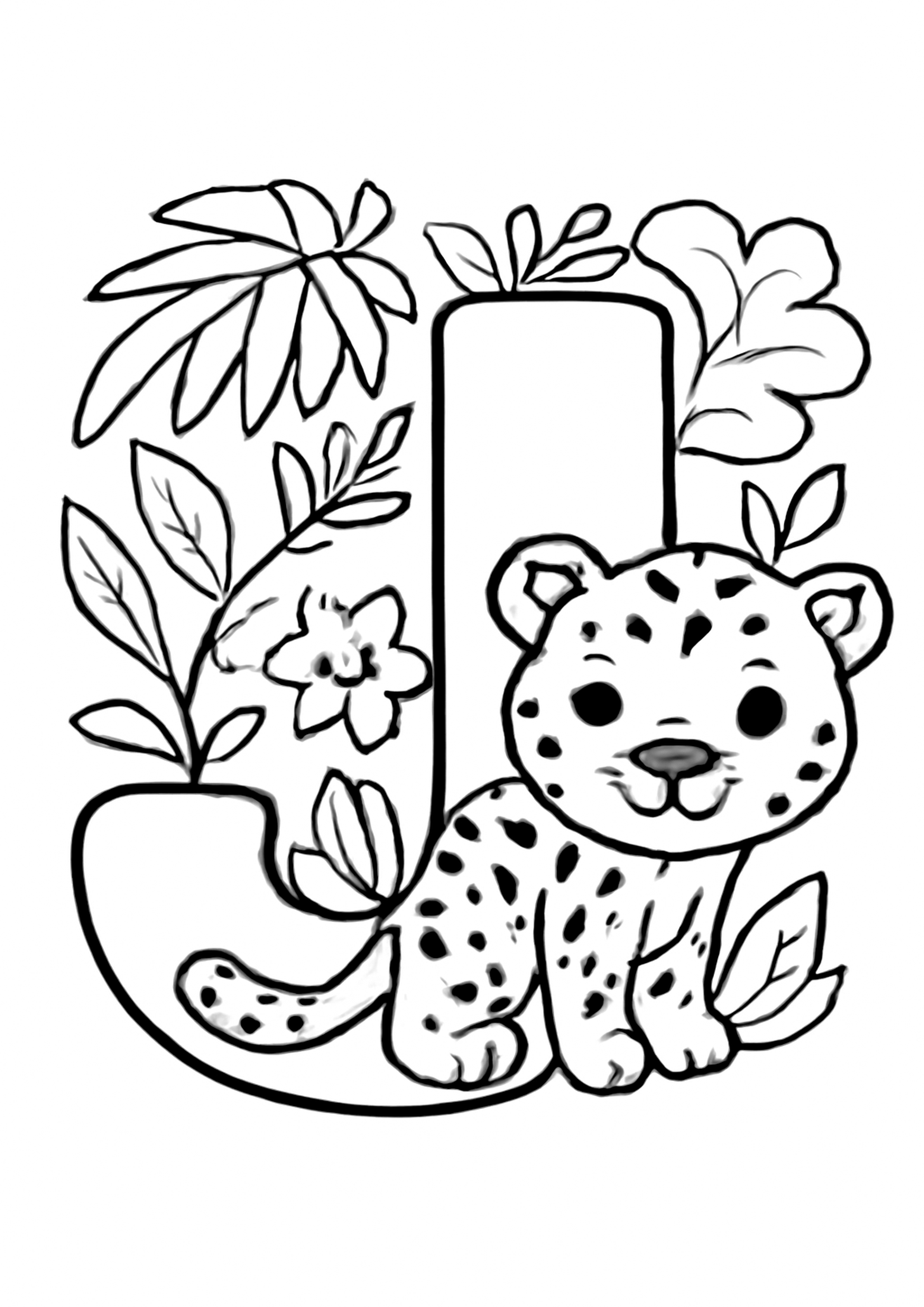 Coloriage la lettre j a imprimer, dessin au trait simple pour enfants