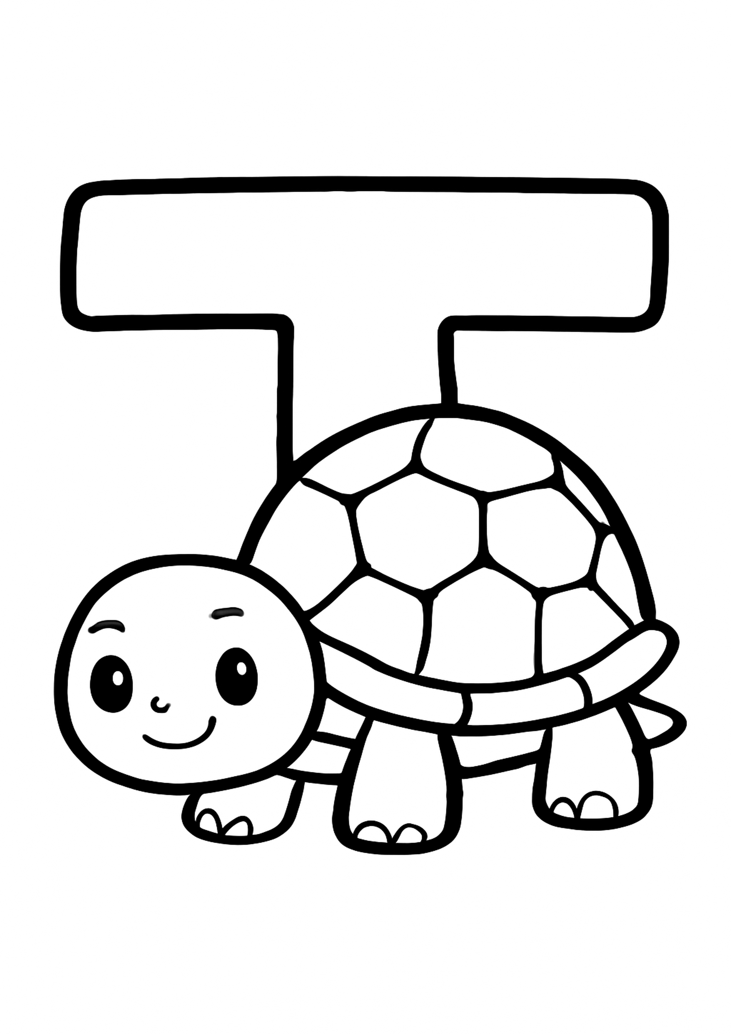 Coloriage la lettre t a imprimer, dessin au trait simple pour enfants