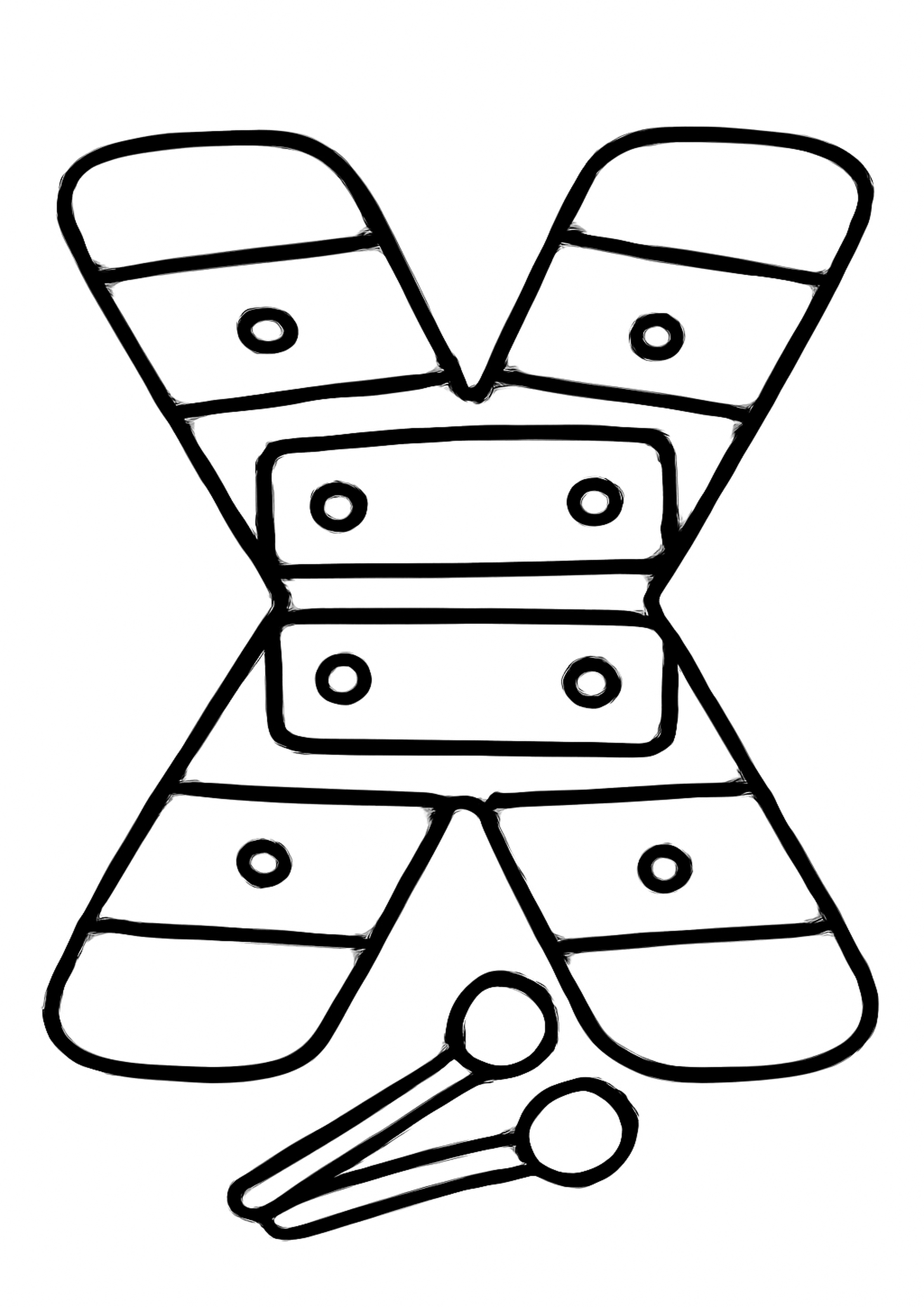 Coloriage la lettre x a imprimer, dessin au trait simple pour enfants