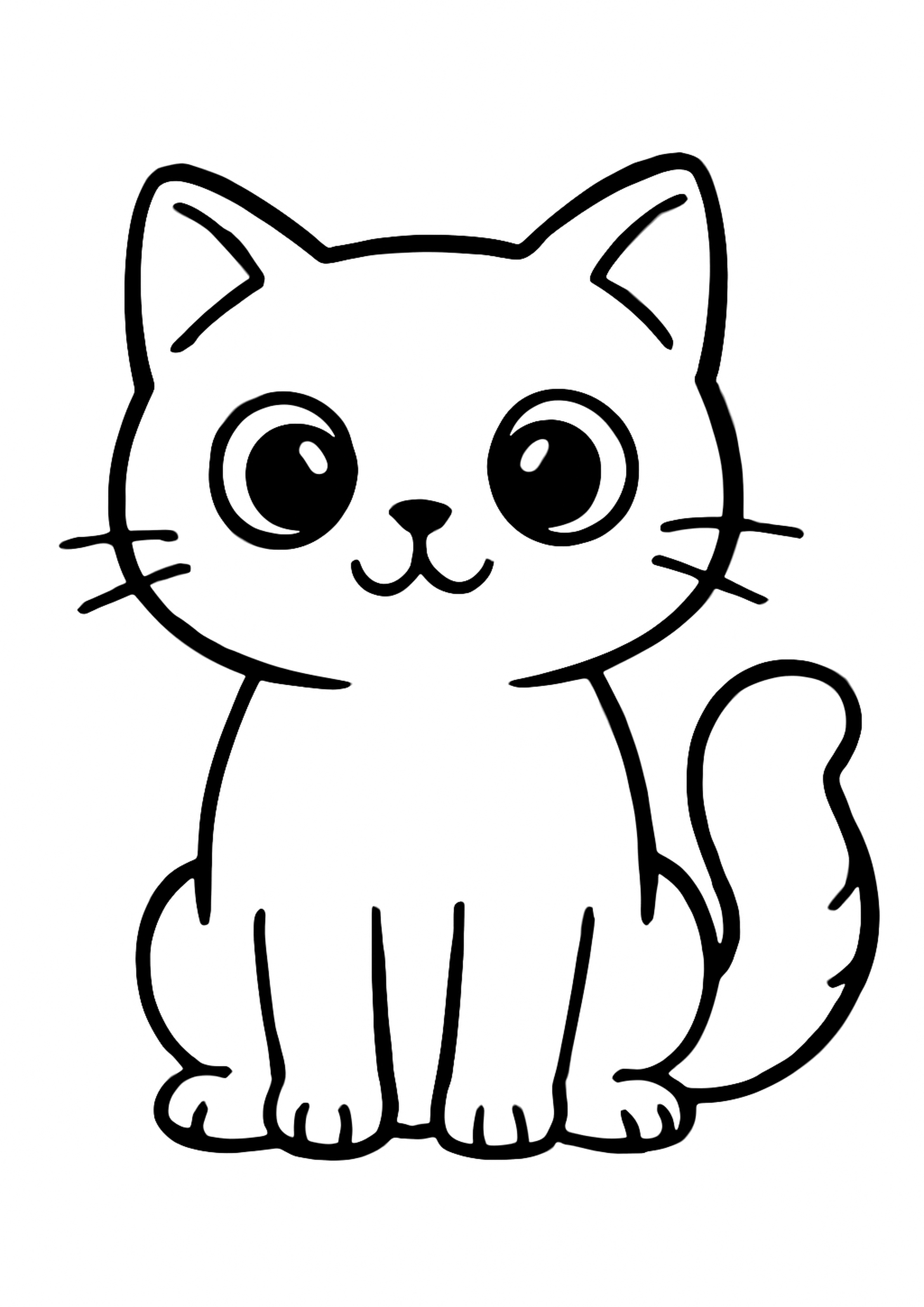 Coloriage chat mignon a imprimer, dessin au trait simple pour enfants