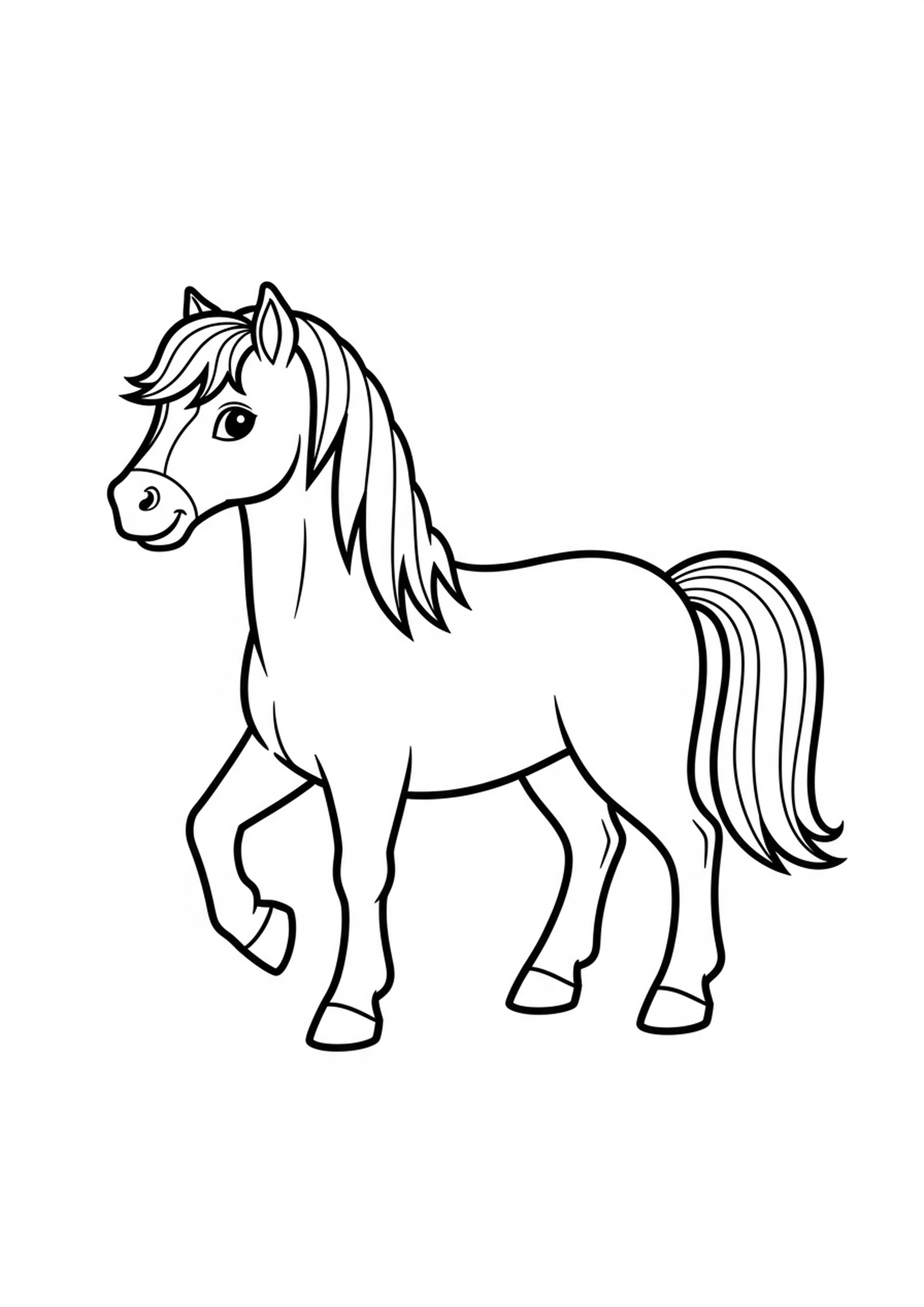 Coloriage beau cheval a imprimer, dessin au trait simple pour enfants