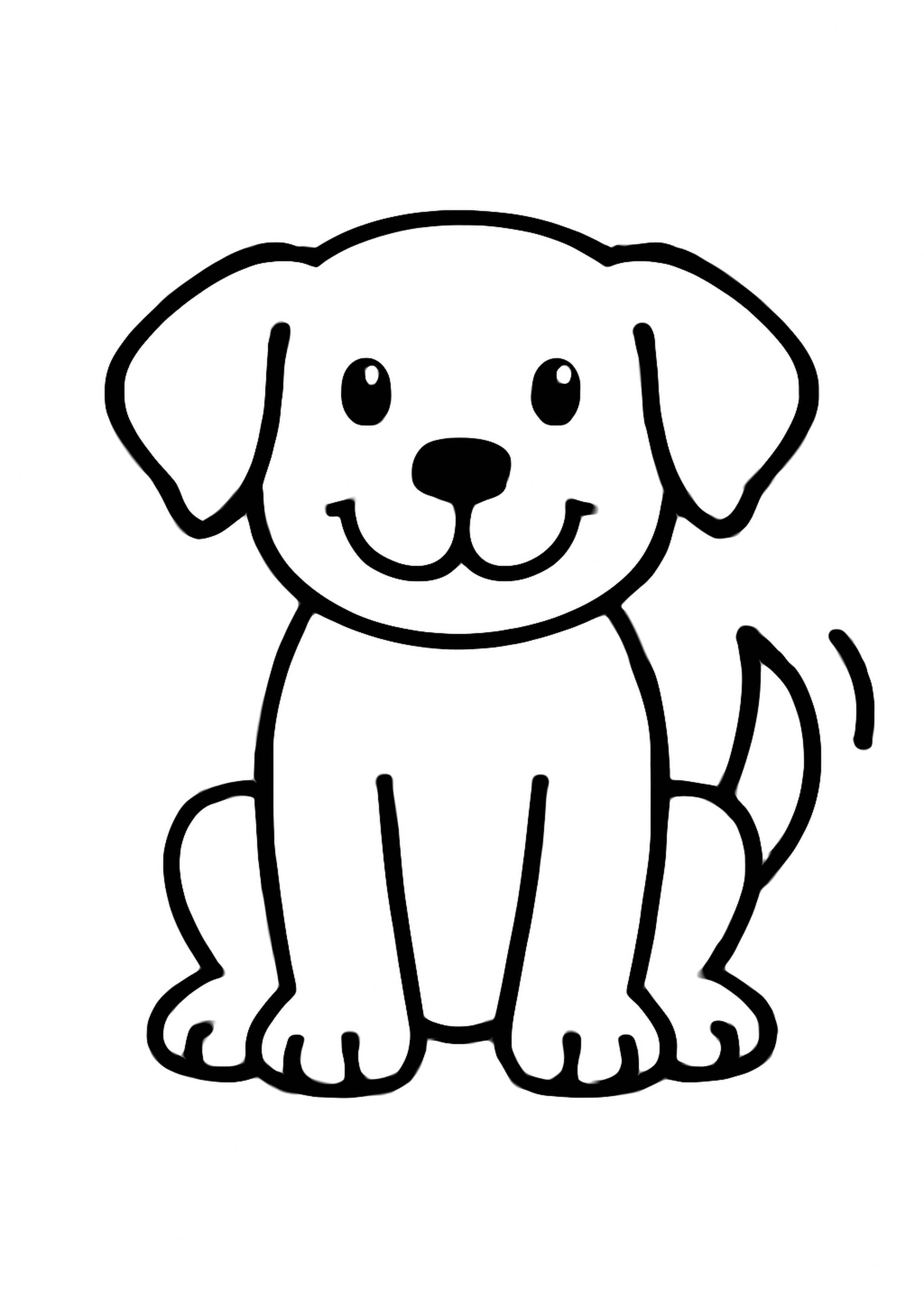 Coloriage chien joyeux a imprimer, dessin au trait simple pour enfants