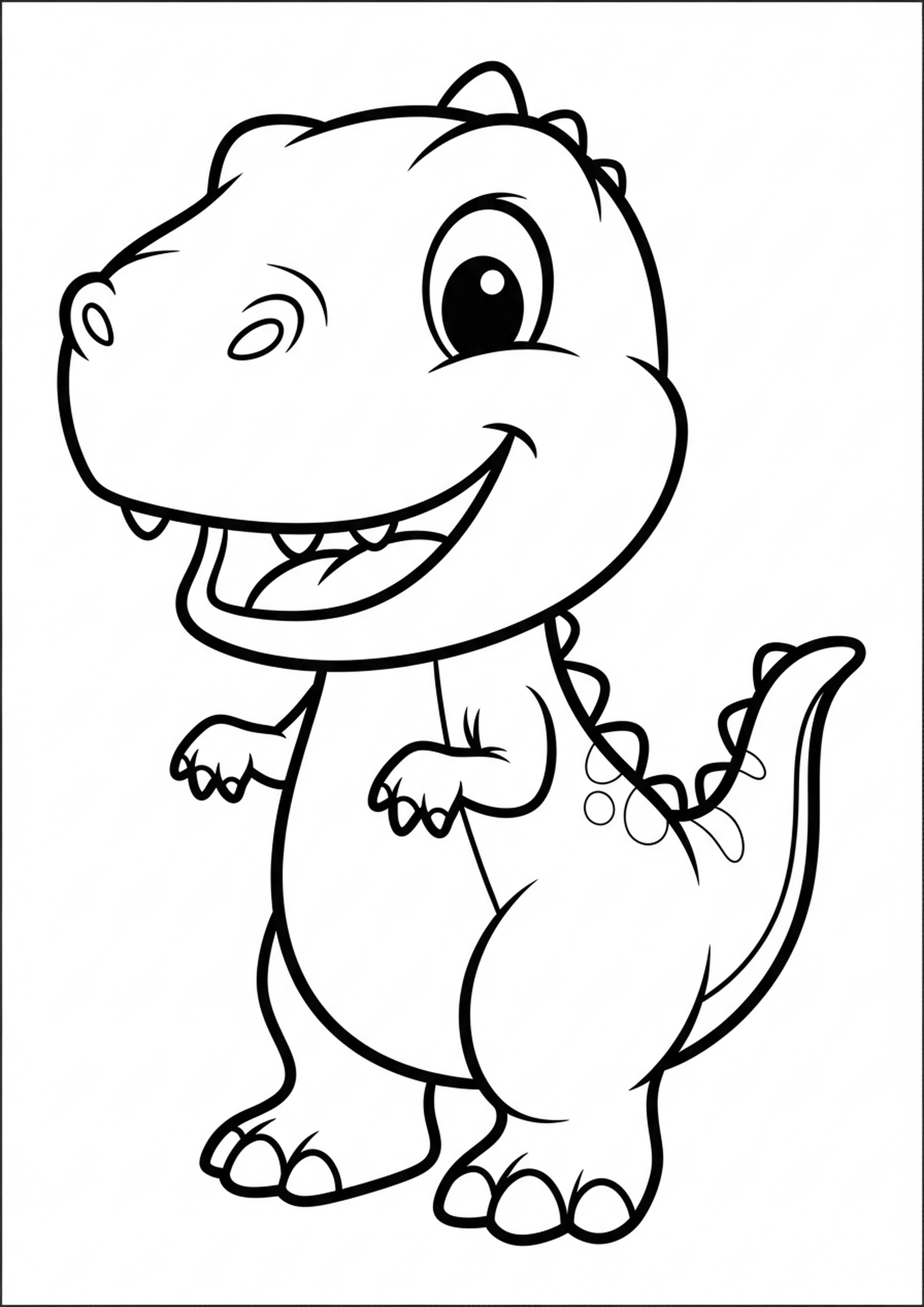 Coloriage dinosaure sympa a imprimer, dessin au trait simple pour enfants