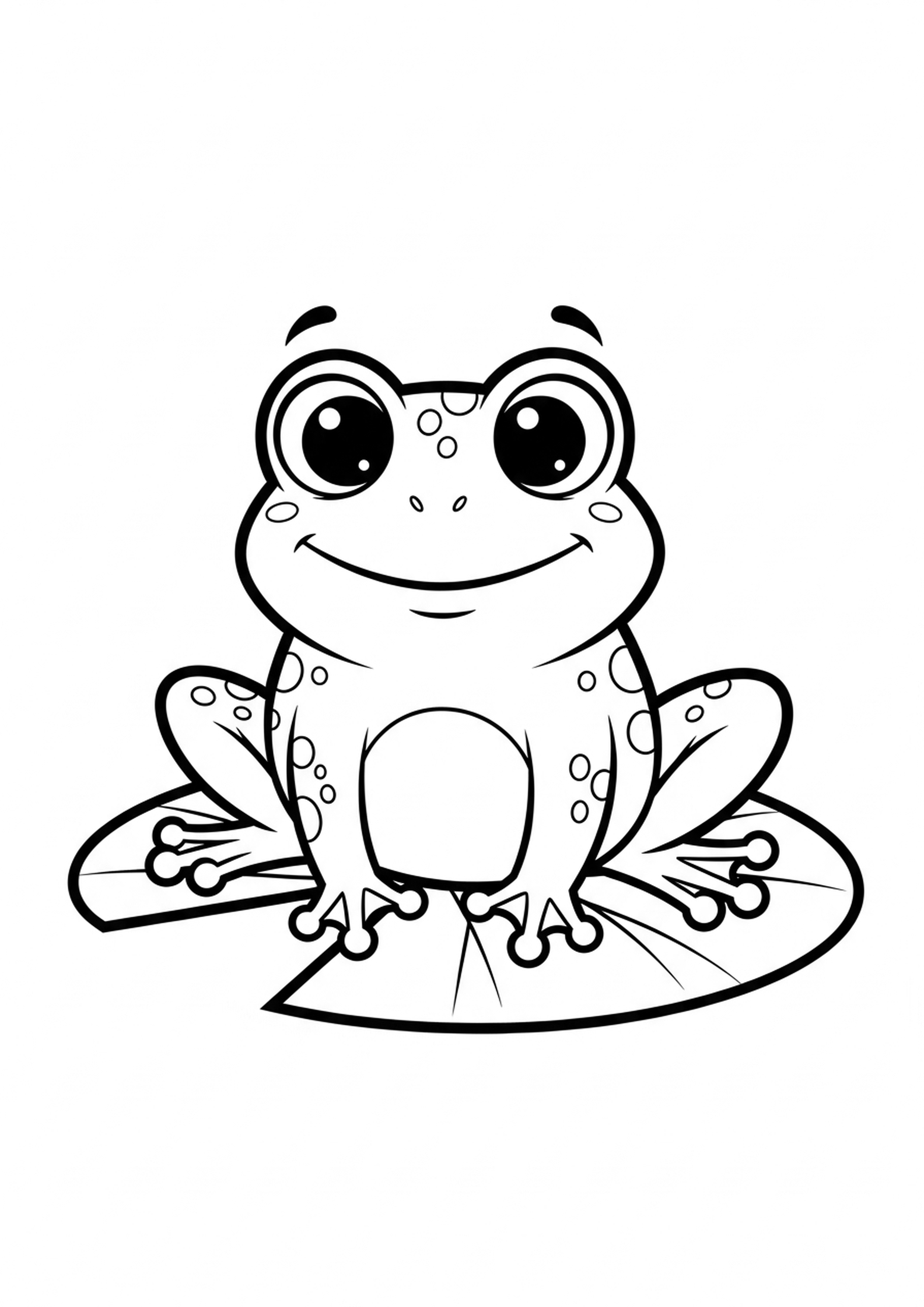 Coloriage grenouille joyeuse a imprimer, dessin au trait simple pour enfants