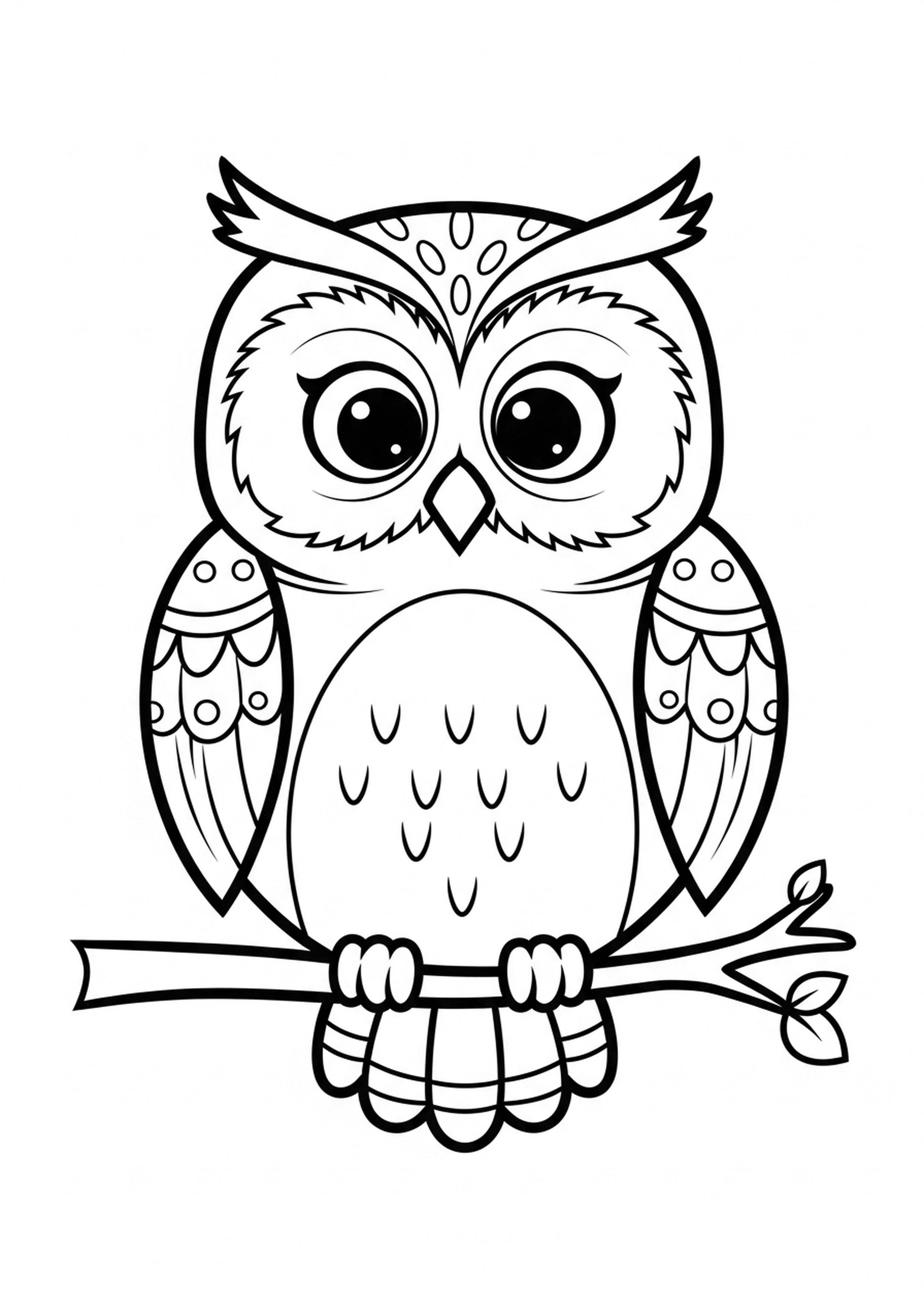 Coloriage hibou sage a imprimer, dessin au trait simple pour enfants