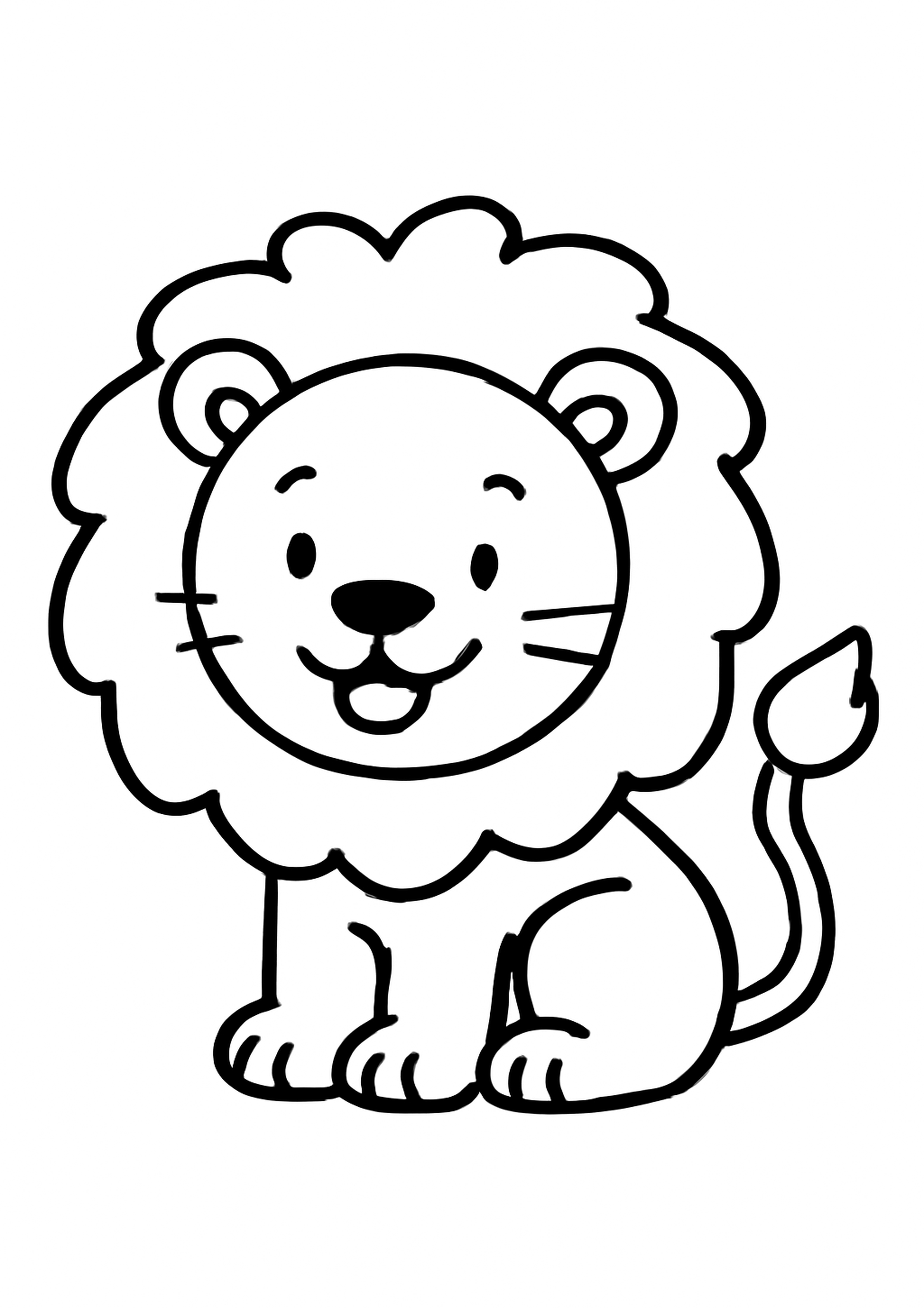 Coloriage lion royal a imprimer, dessin au trait simple pour enfants