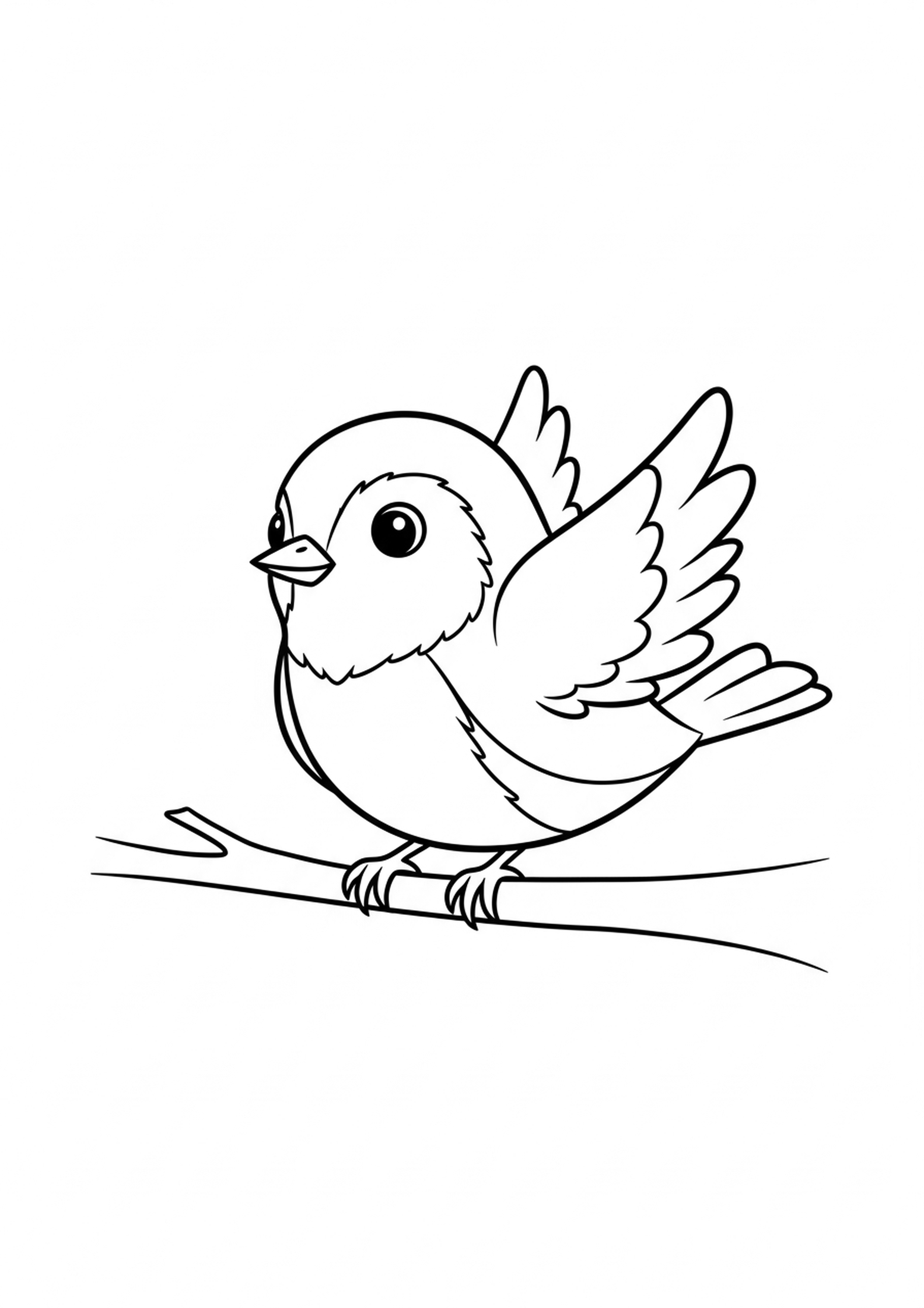 Coloriage petit oiseau a imprimer, dessin au trait simple pour enfants
