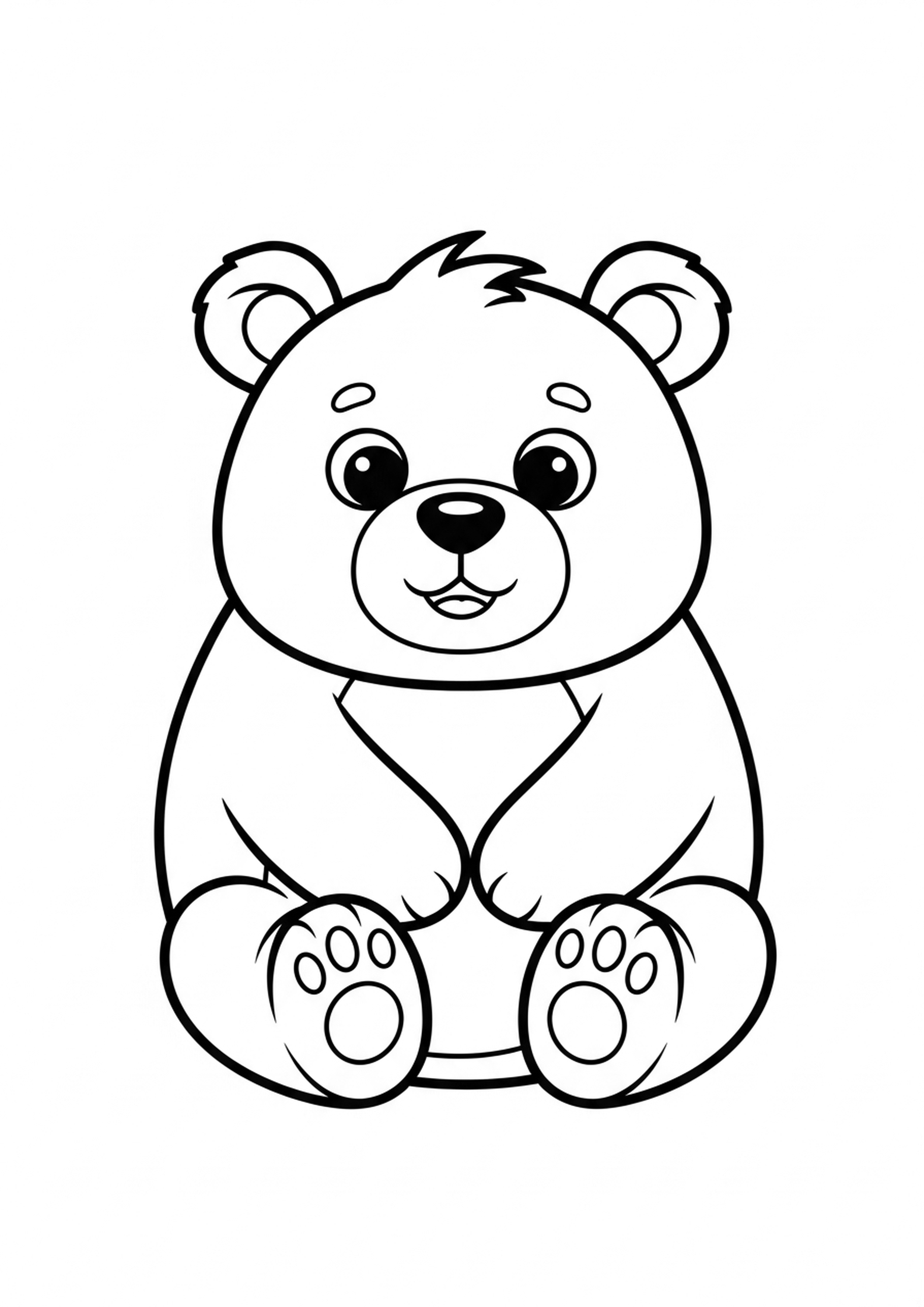 Coloriage ours gentil a imprimer, dessin au trait simple pour enfants