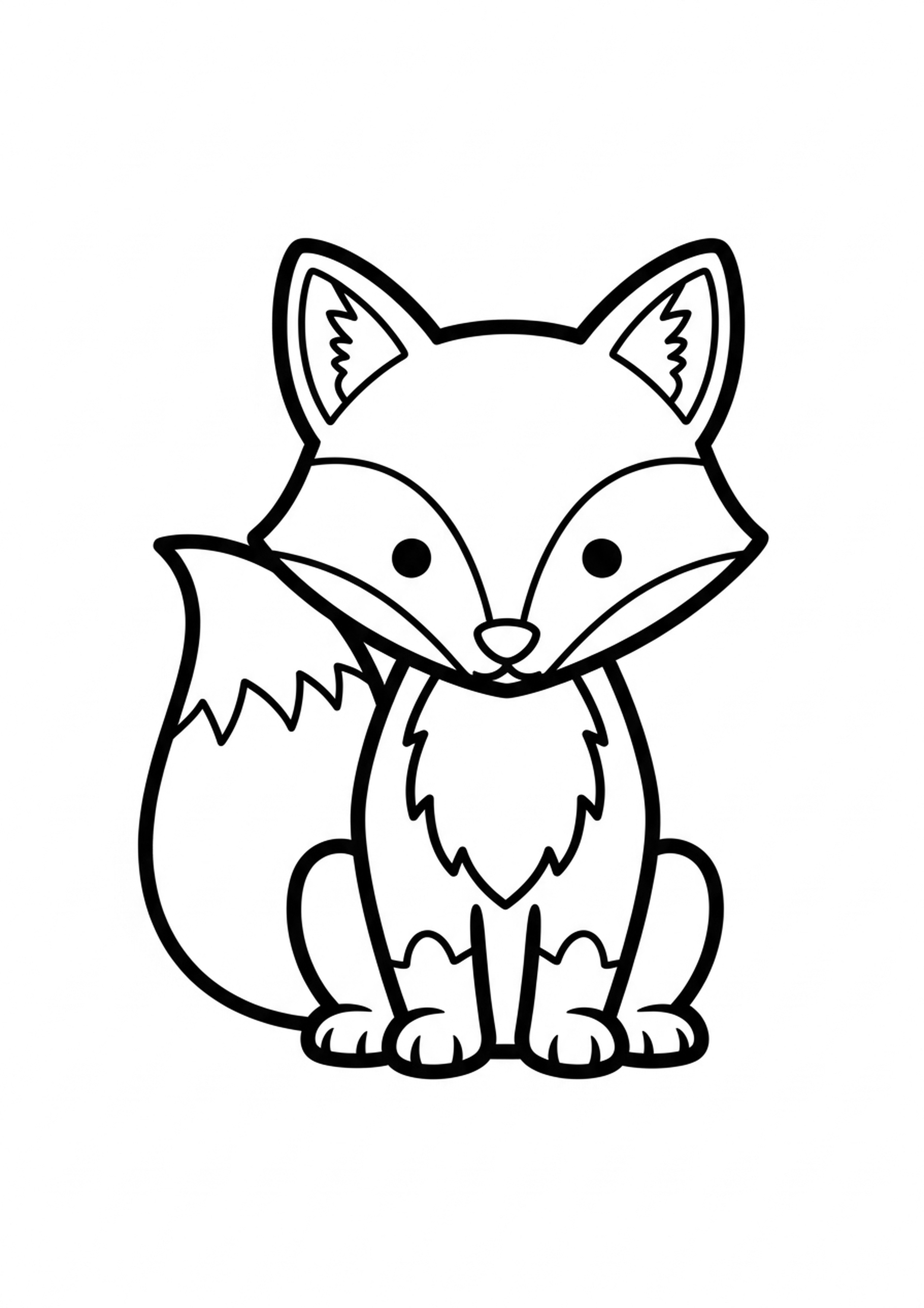 Coloriage renard ruse a imprimer, dessin au trait simple pour enfants
