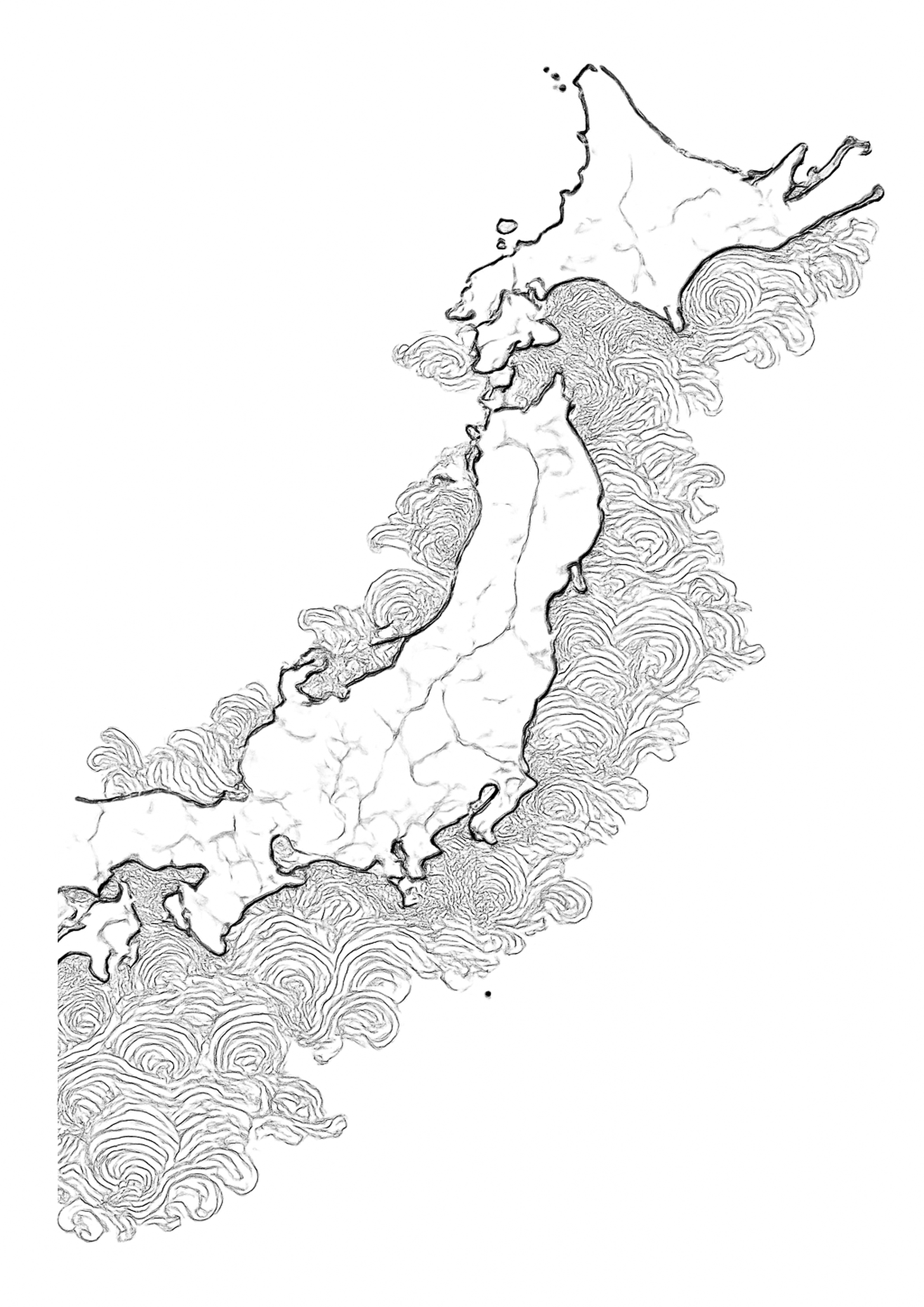 Coloriage carte du japon a imprimer, dessin au trait simple pour enfants