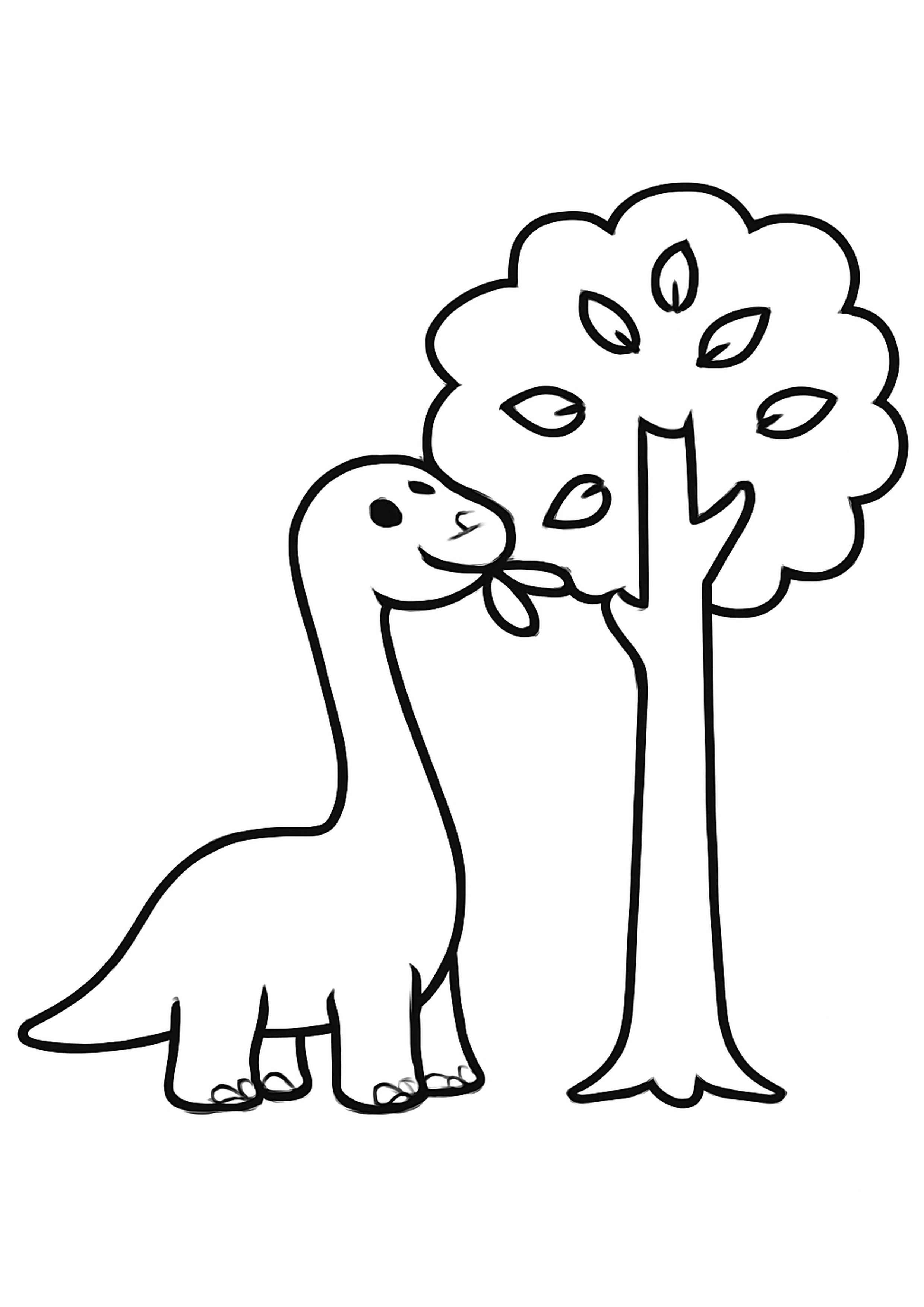 Coloriage brachiosaurus geant a imprimer, dessin au trait simple pour enfants