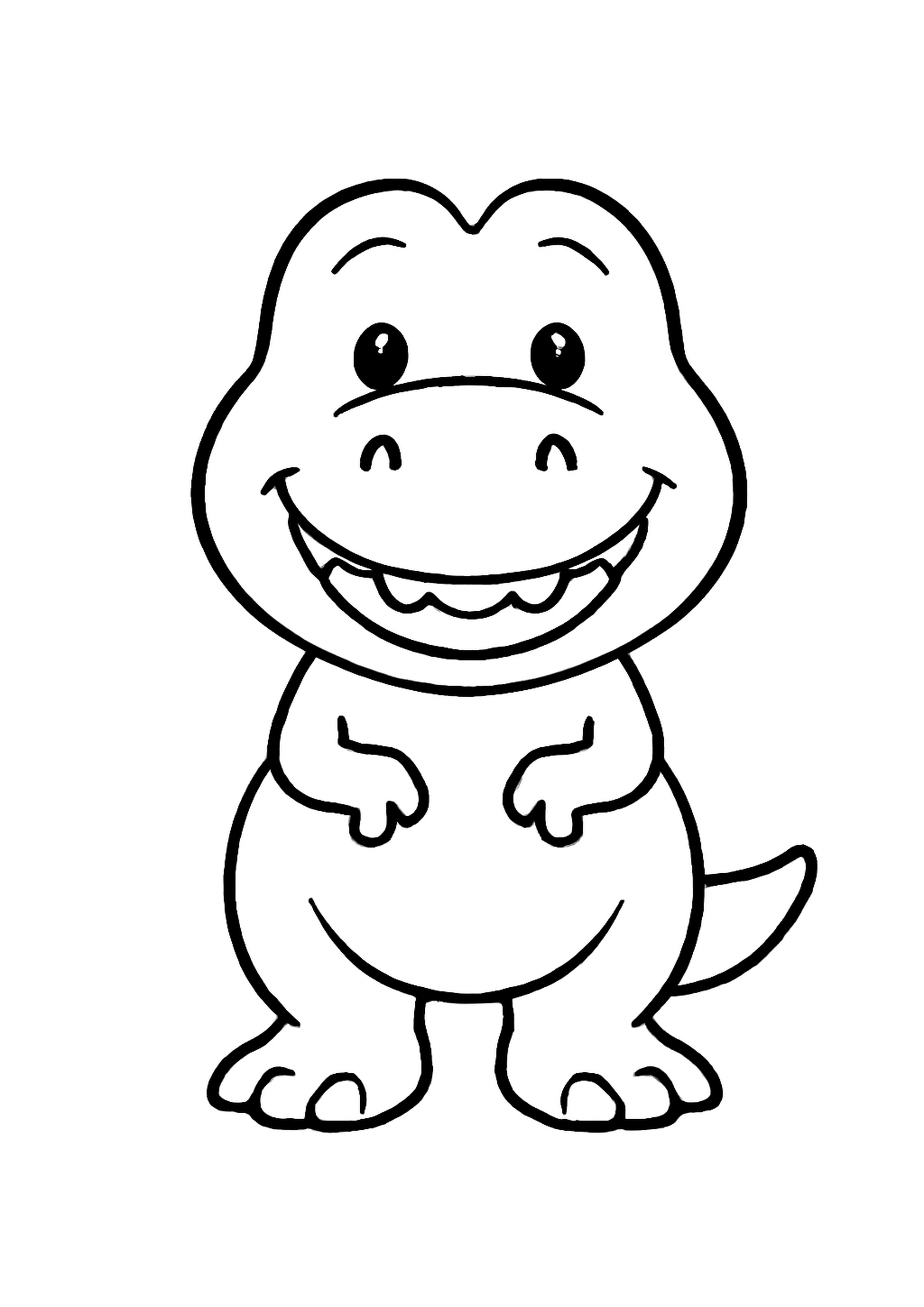 Coloriage t-rex puissant a imprimer, dessin au trait simple pour enfants