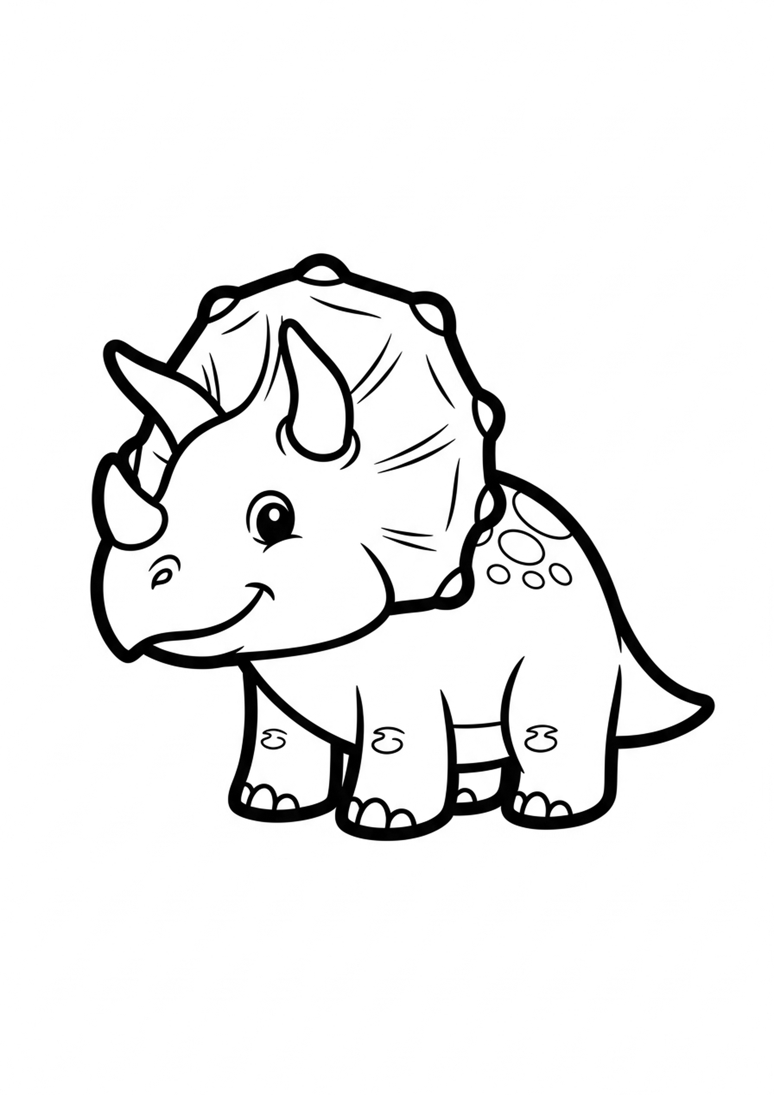 Coloriage triceratops feroce a imprimer, dessin au trait simple pour enfants
