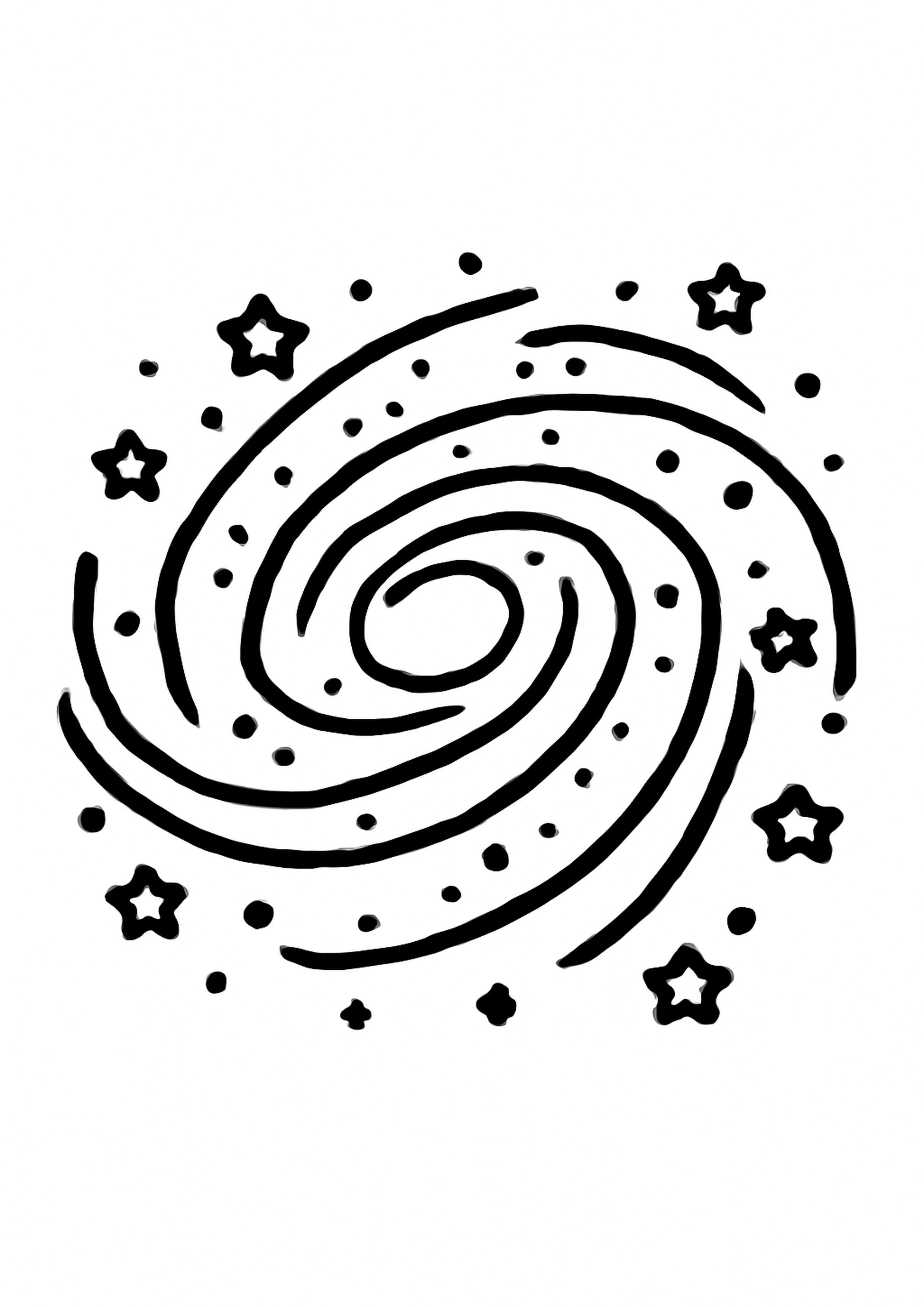 Coloriage galaxie spirale a imprimer, dessin au trait simple pour enfants