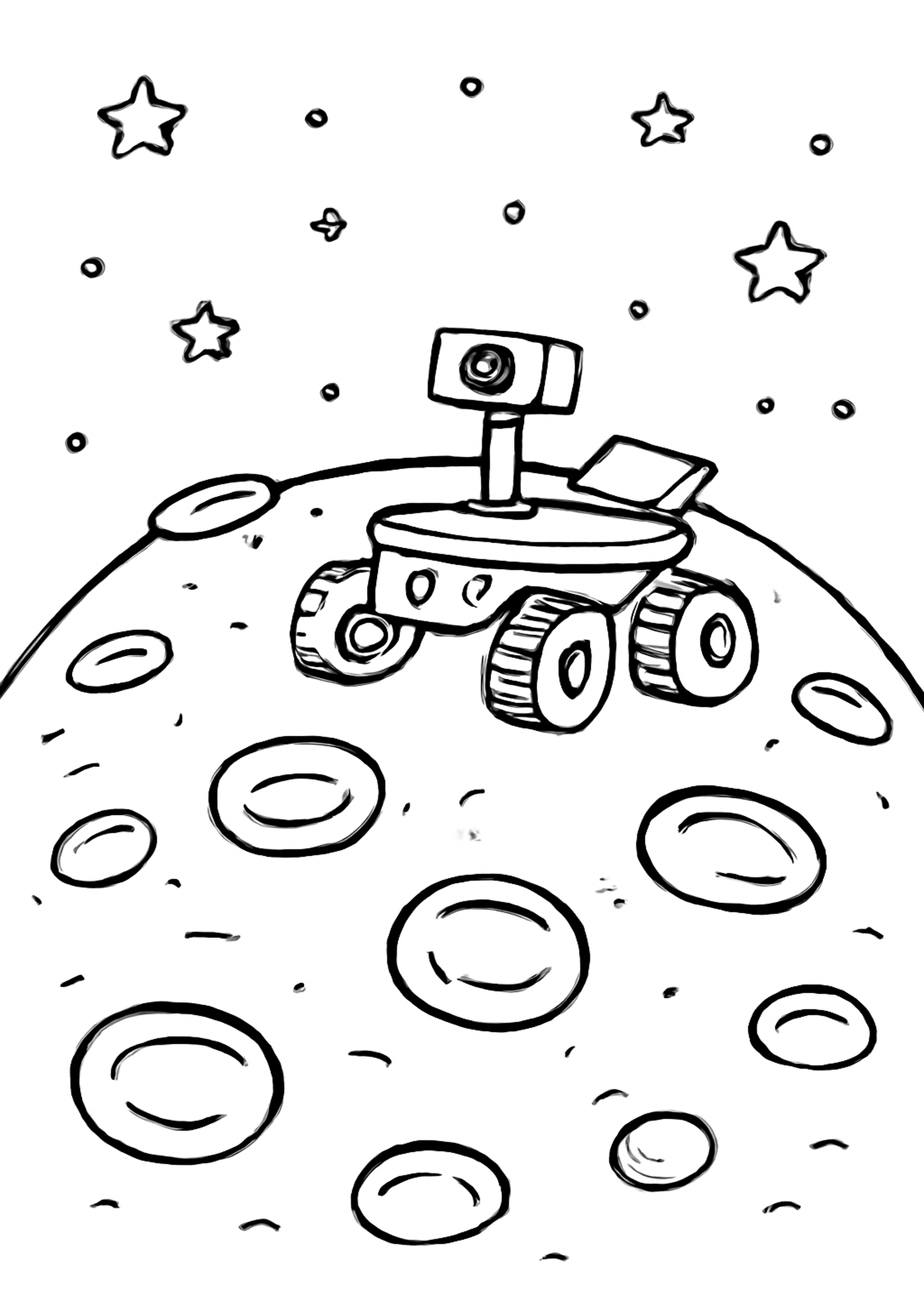 Coloriage mars la planete rouge a imprimer, dessin au trait simple pour enfants