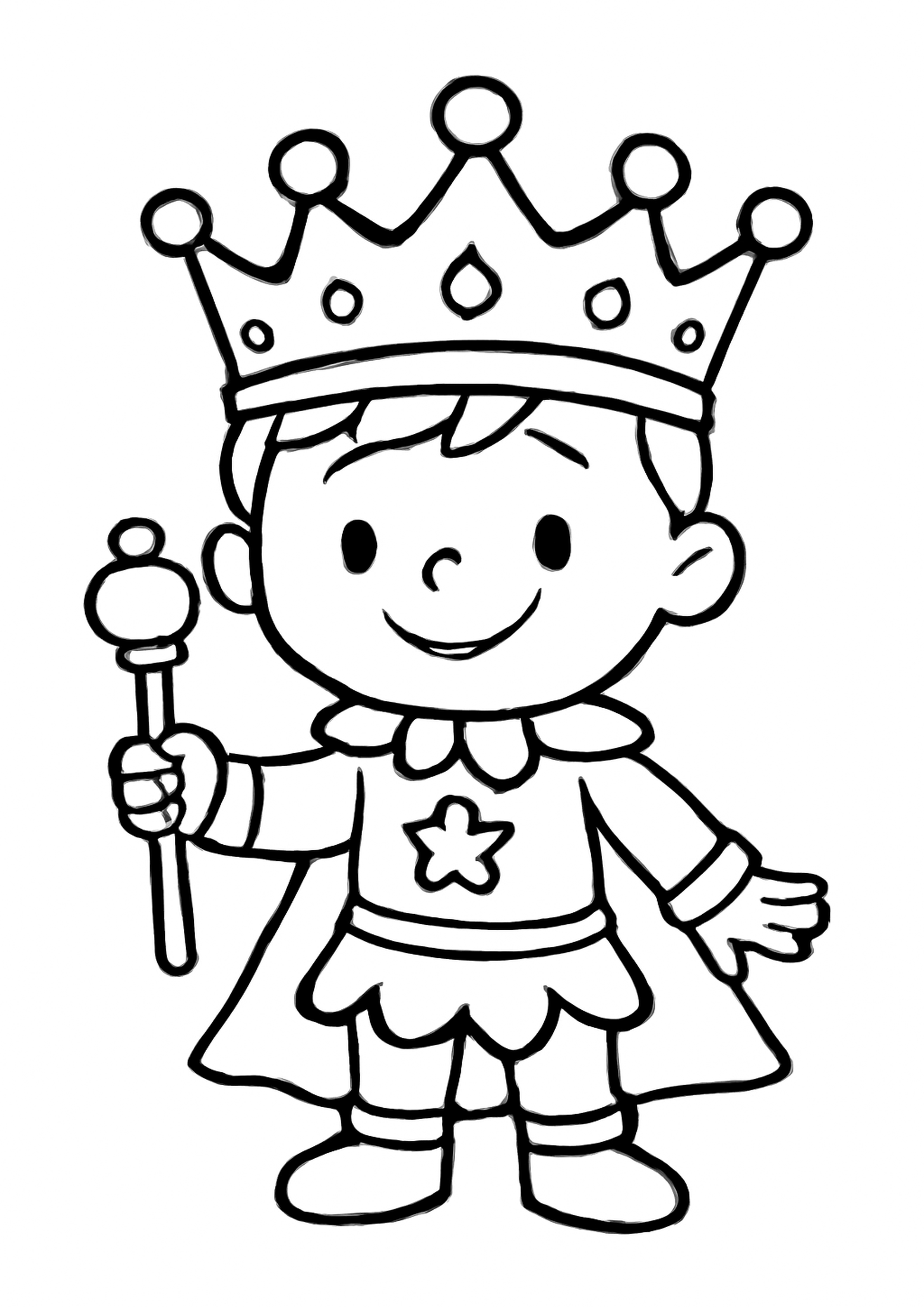 Coloriage costume de roi a imprimer, dessin au trait simple pour enfants