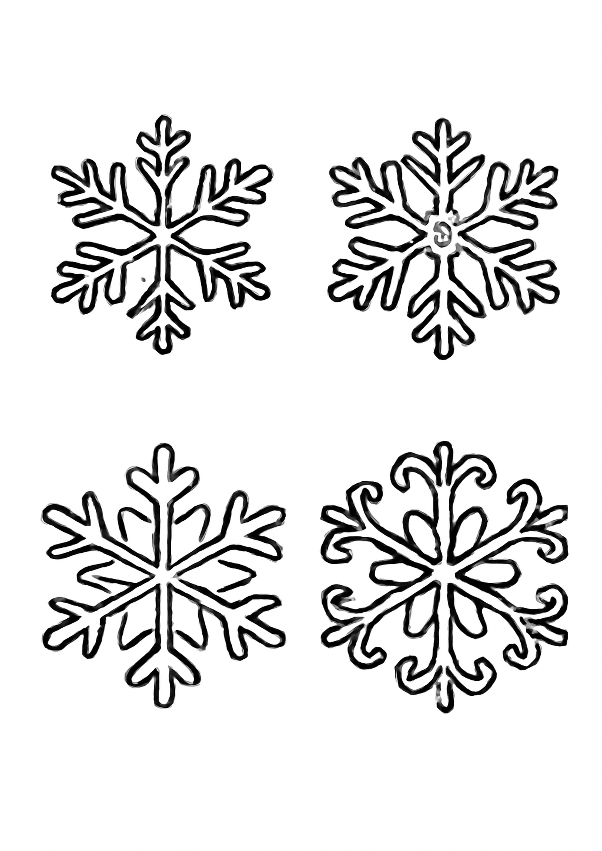 Coloriage flocon de neige a imprimer, dessin au trait simple pour enfants