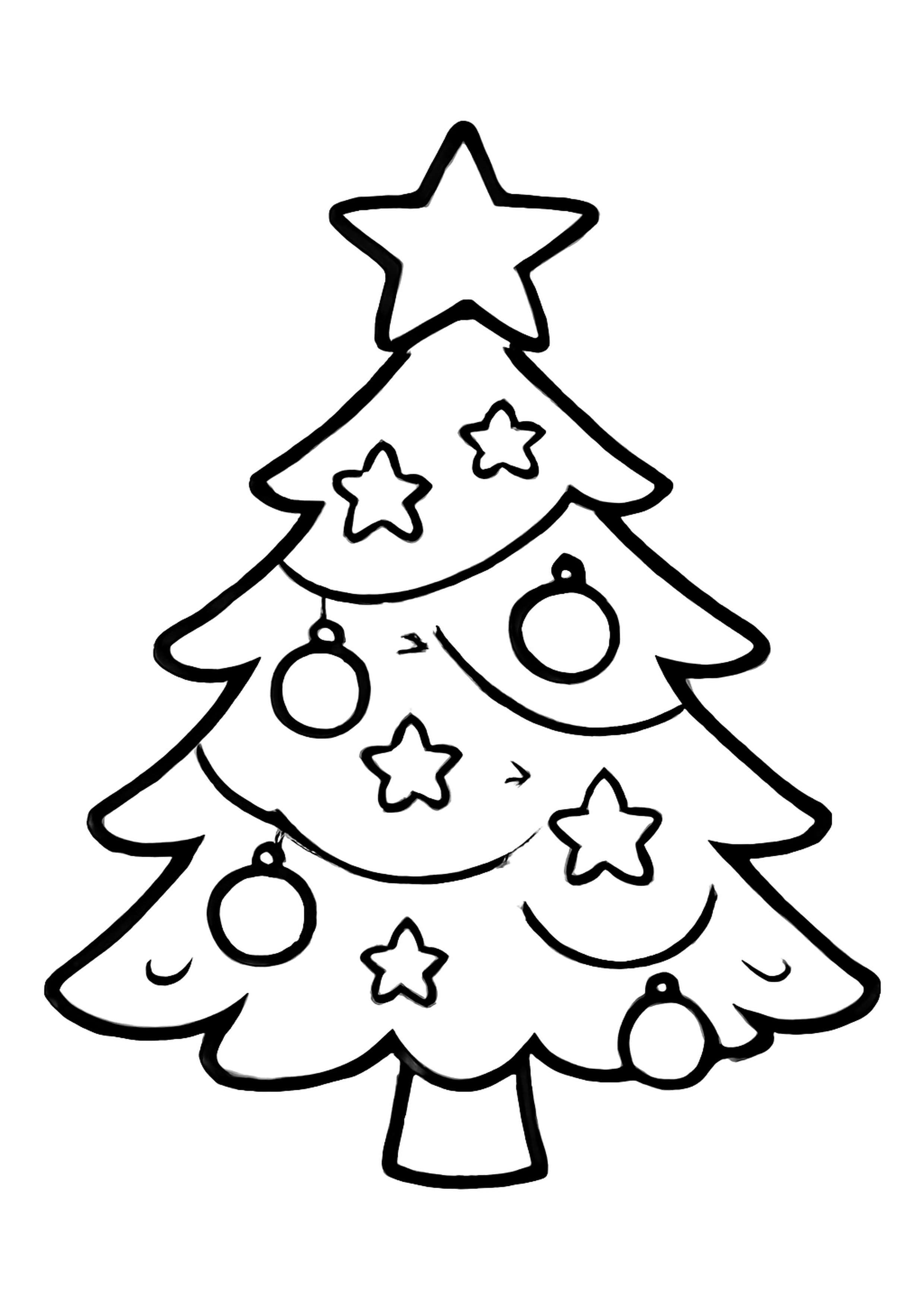 Coloriage sapin de noel a imprimer, dessin au trait simple pour enfants