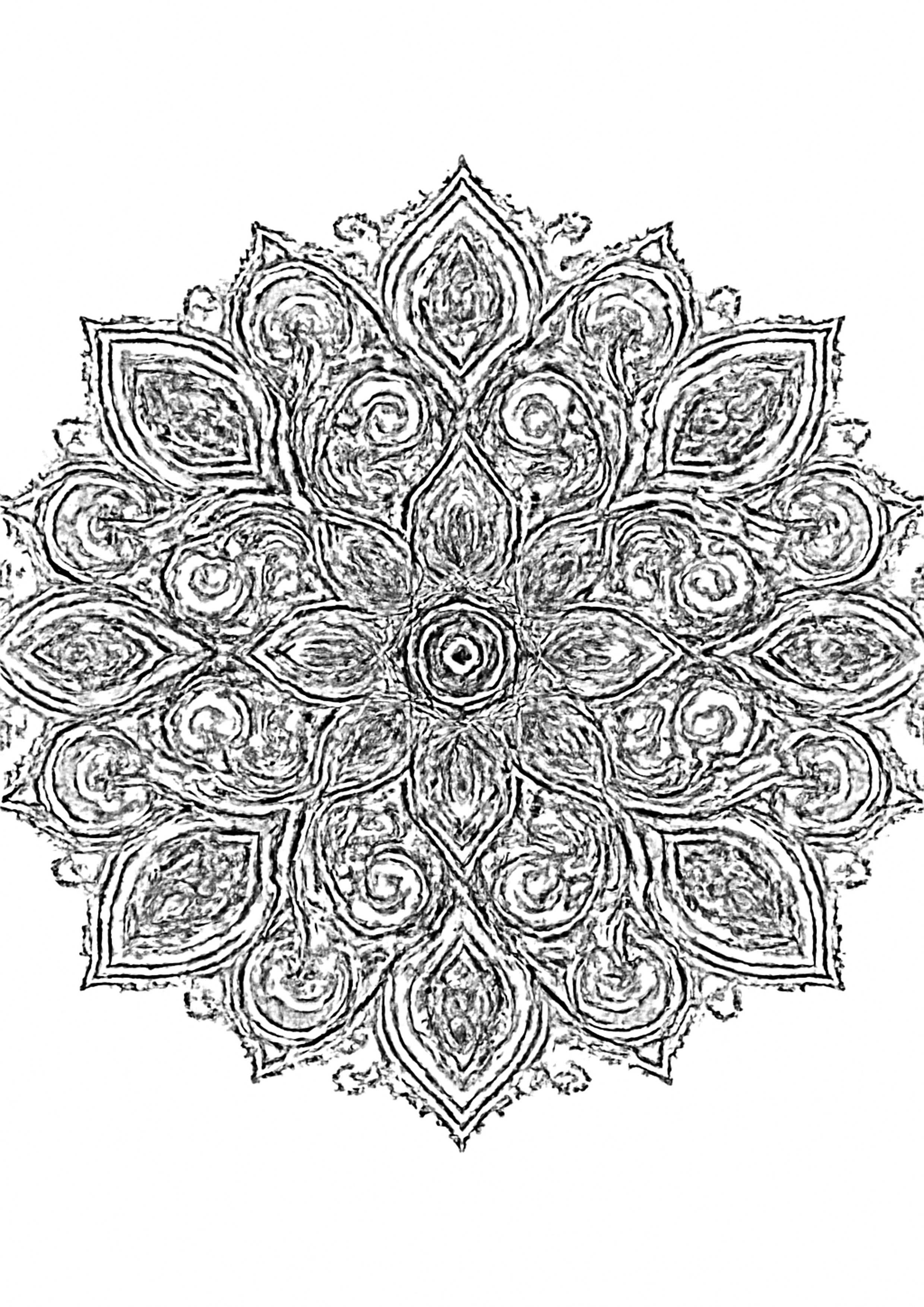 Coloriage mandala paisley a imprimer, dessin au trait simple pour enfants