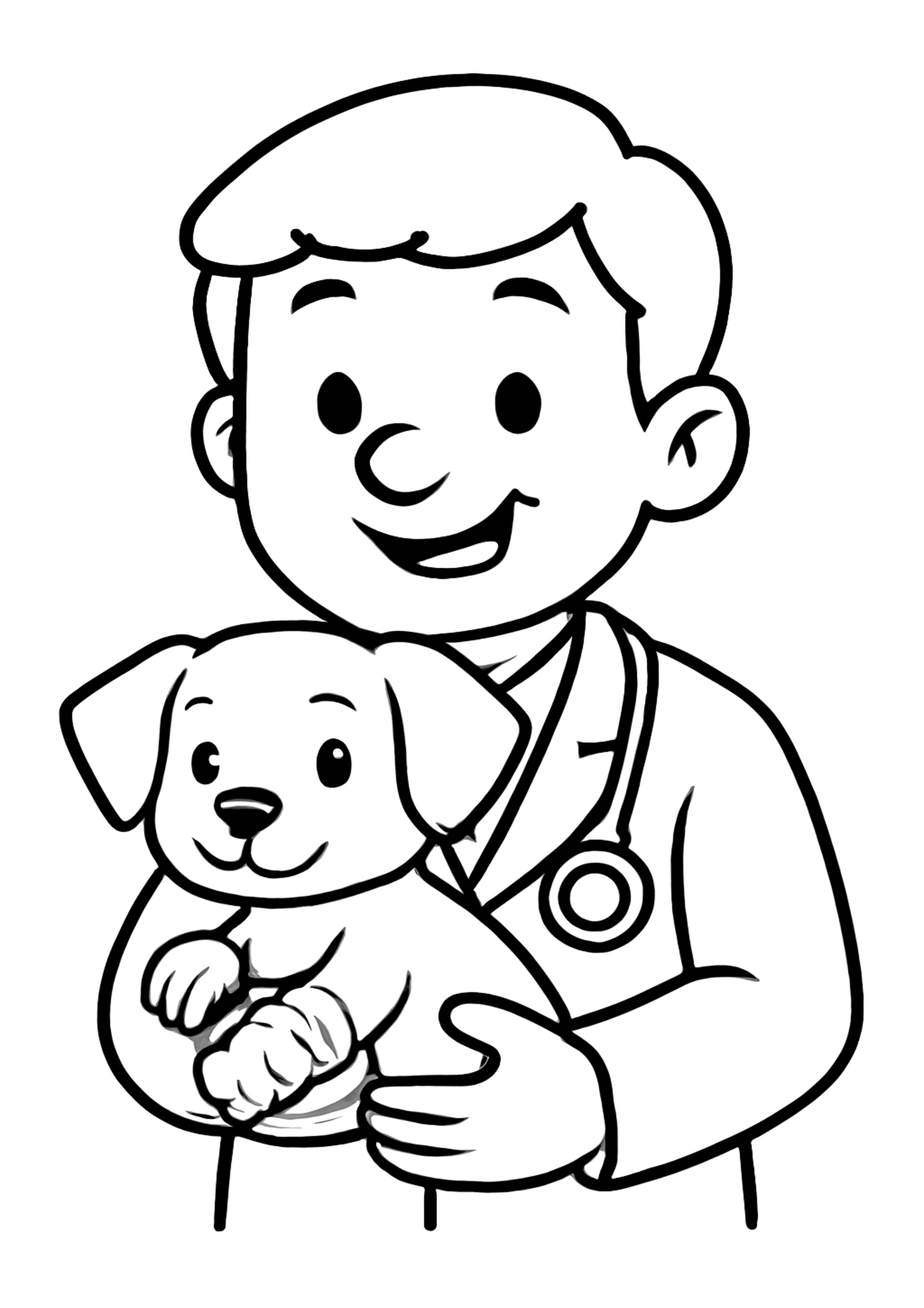 Coloriage veterinaire doux a imprimer, dessin au trait simple pour enfants