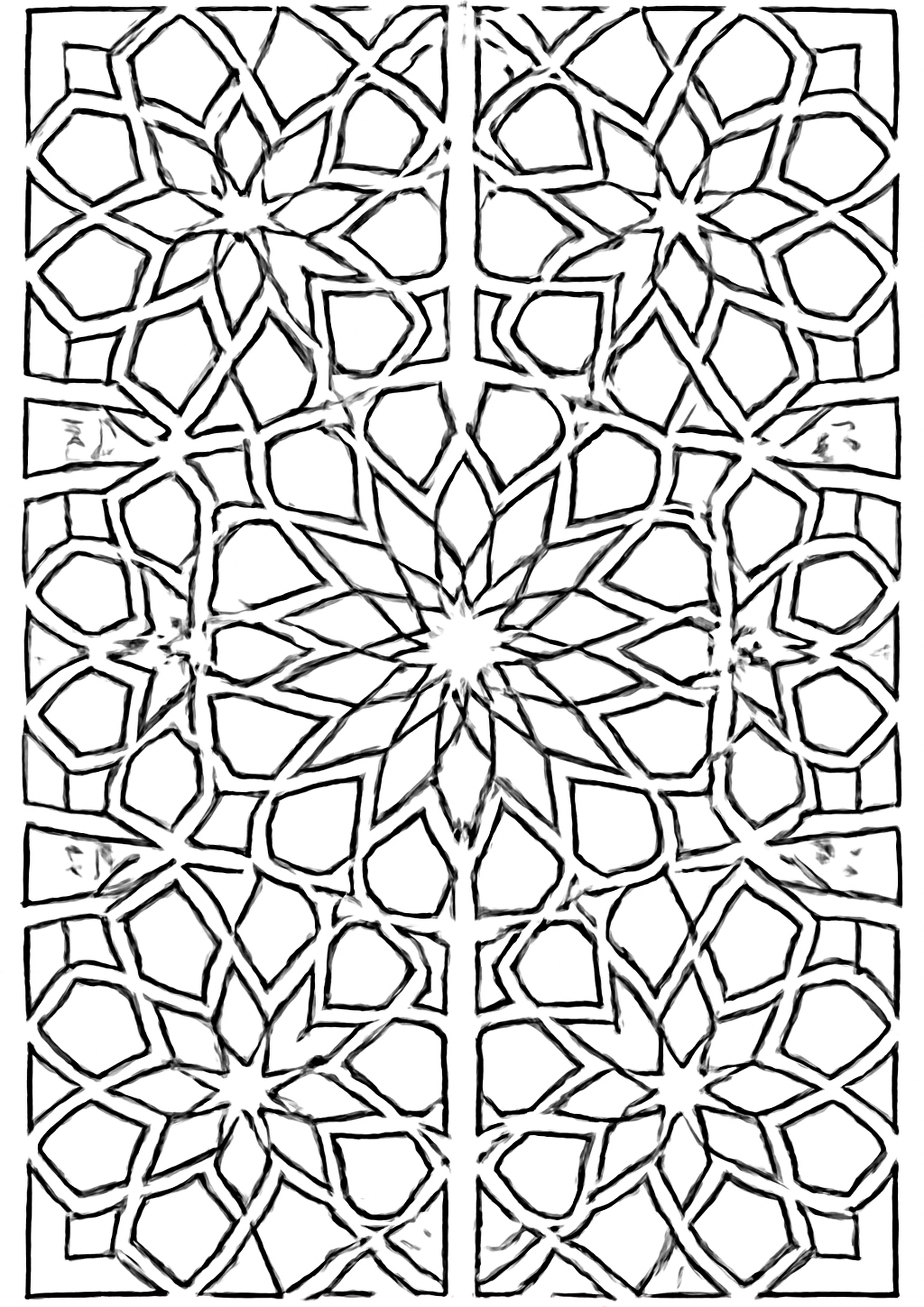 Coloriage zellige marocain a imprimer, dessin au trait simple pour enfants