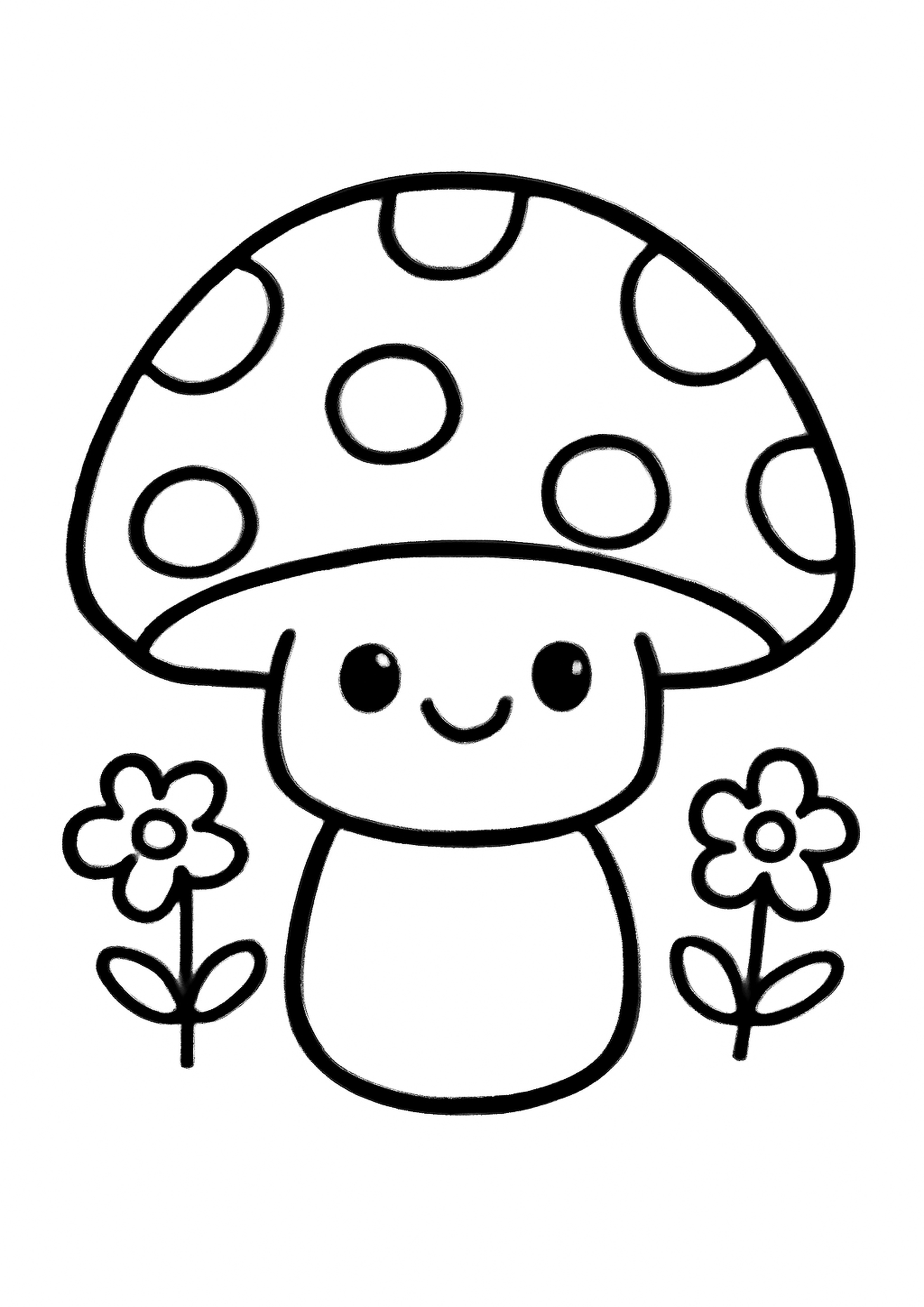 Coloriage champignon magique a imprimer, dessin au trait simple pour enfants