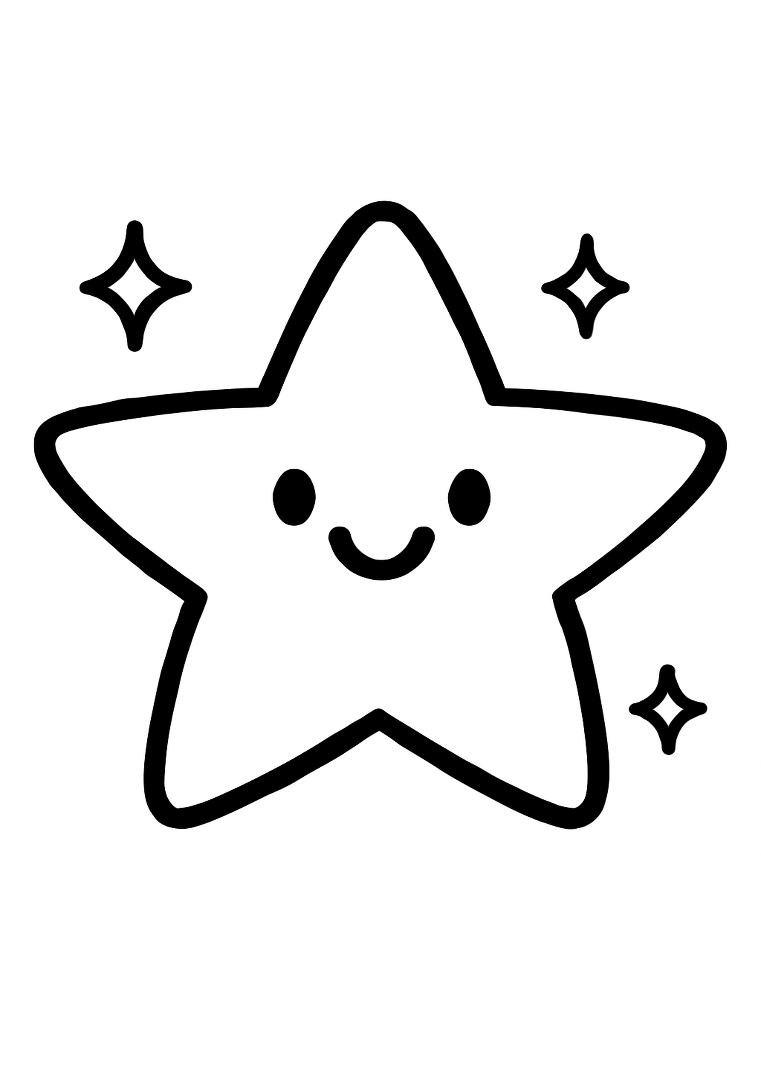 Coloriage etoile brillante a imprimer, dessin au trait simple pour enfants