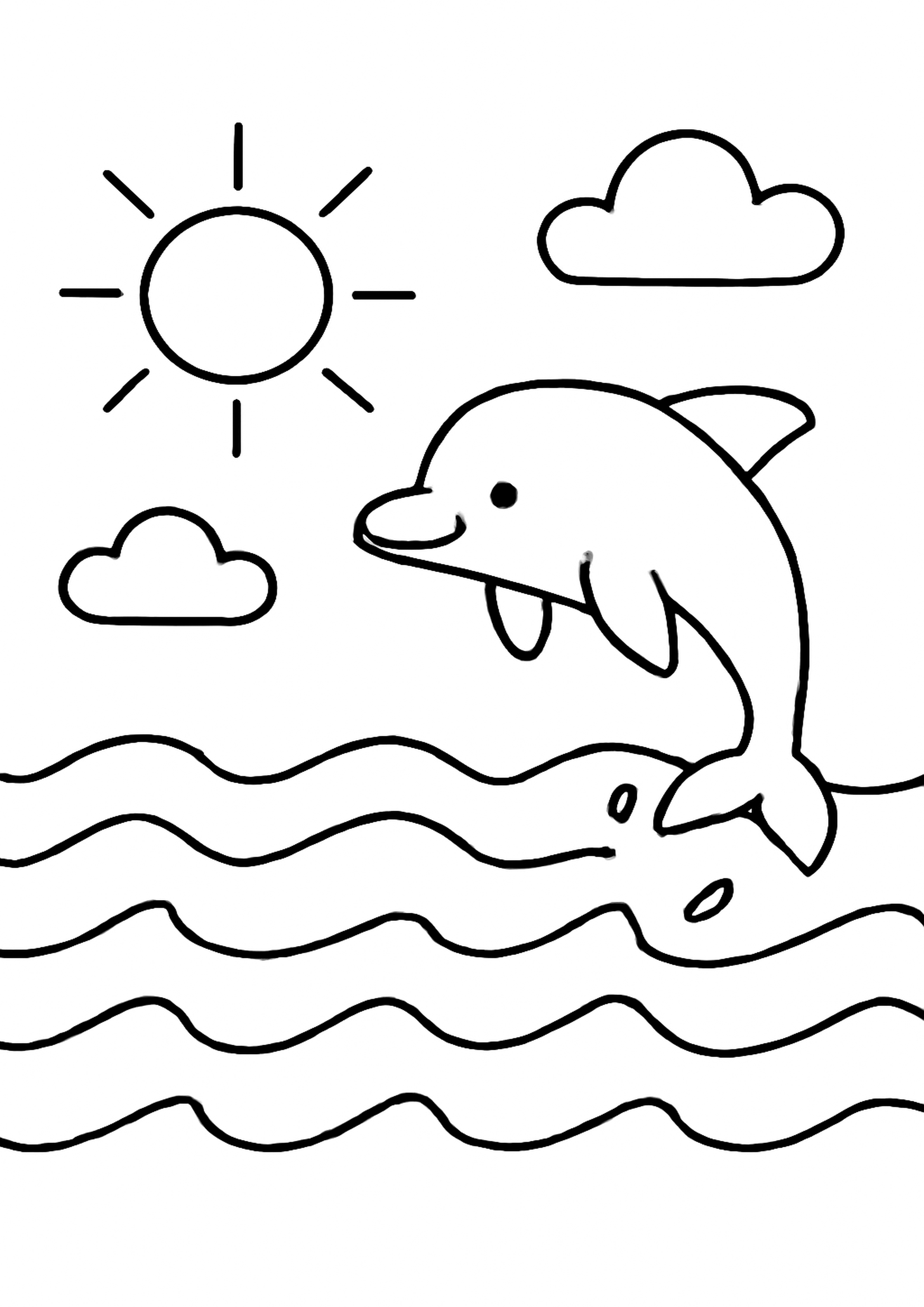 Coloriage ocean bleu a imprimer, dessin au trait simple pour enfants