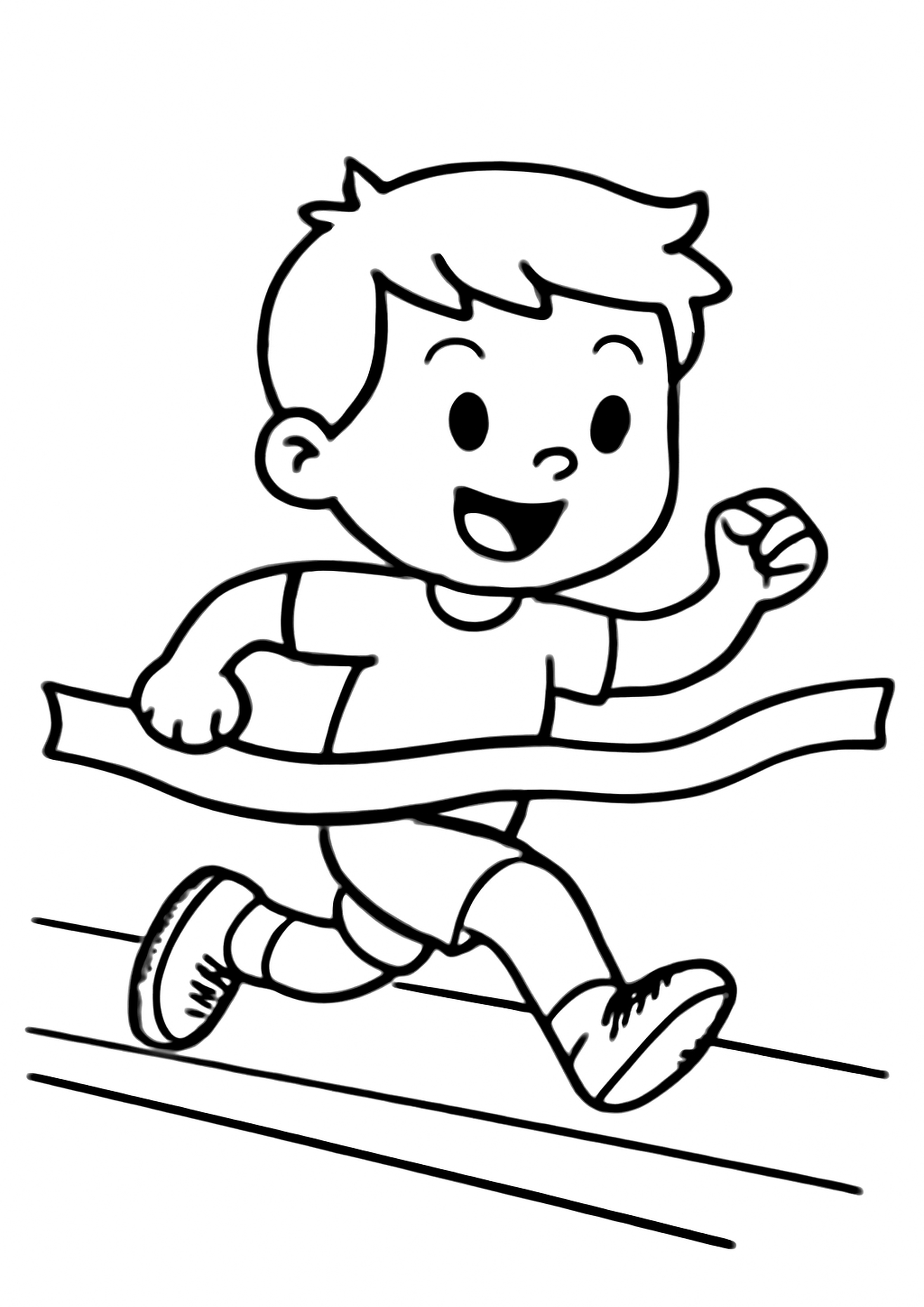 Coloriage coureur rapide a imprimer, dessin au trait simple pour enfants