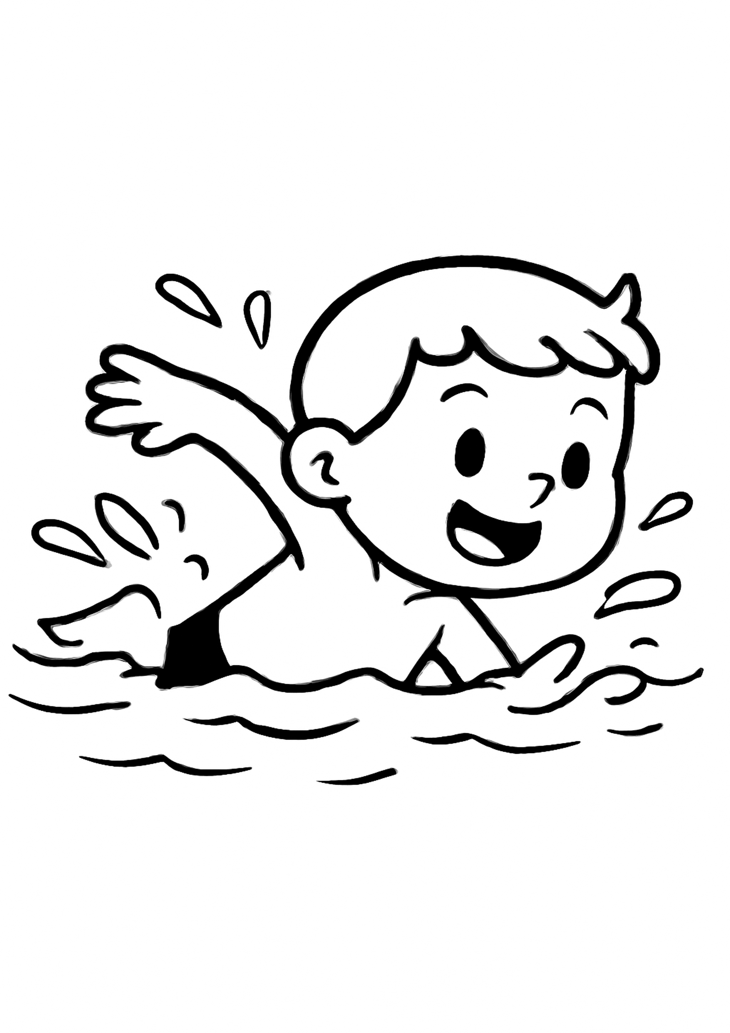 Coloriage nageur rapide a imprimer, dessin au trait simple pour enfants