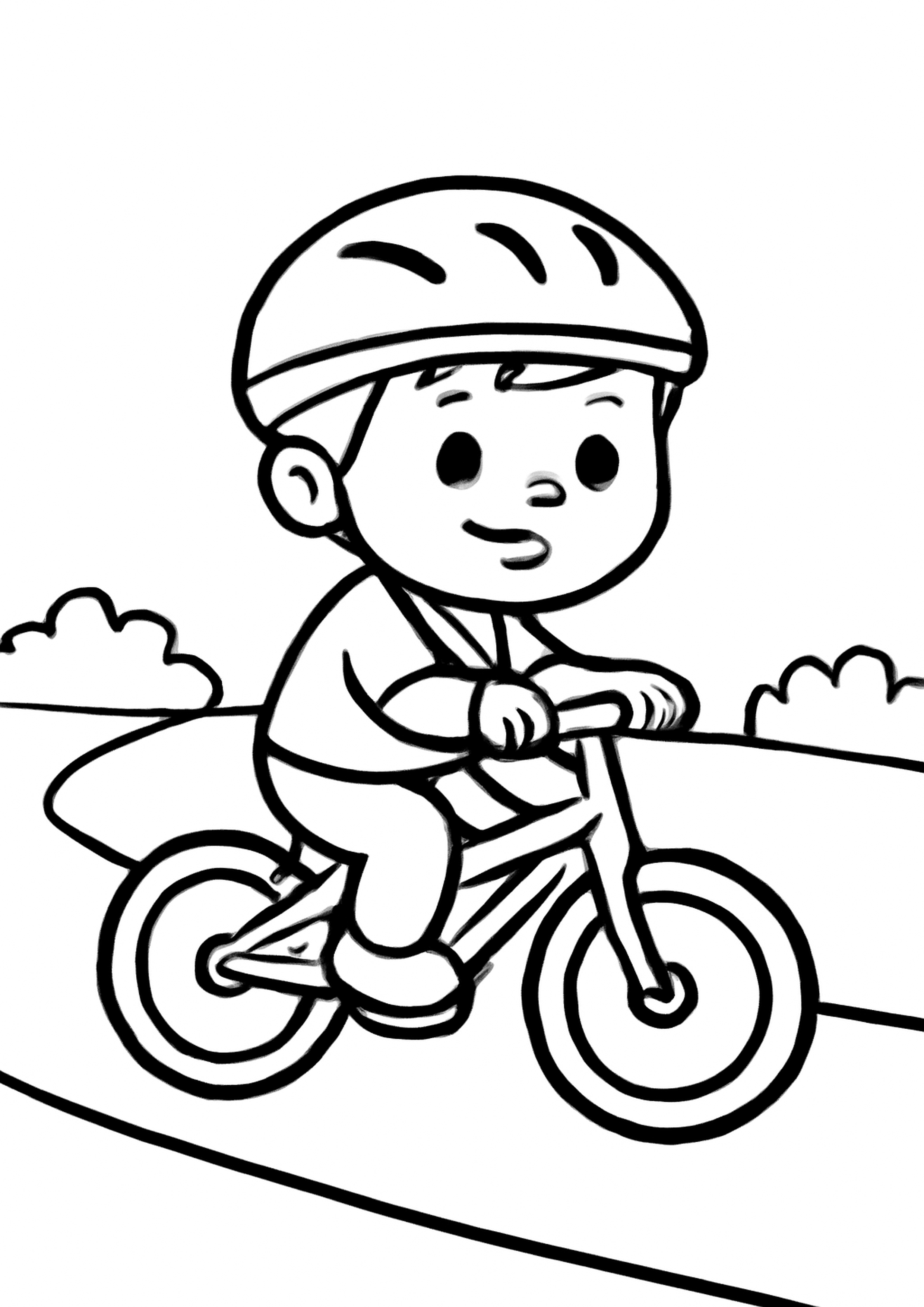 Coloriage cycliste sportif a imprimer, dessin au trait simple pour enfants