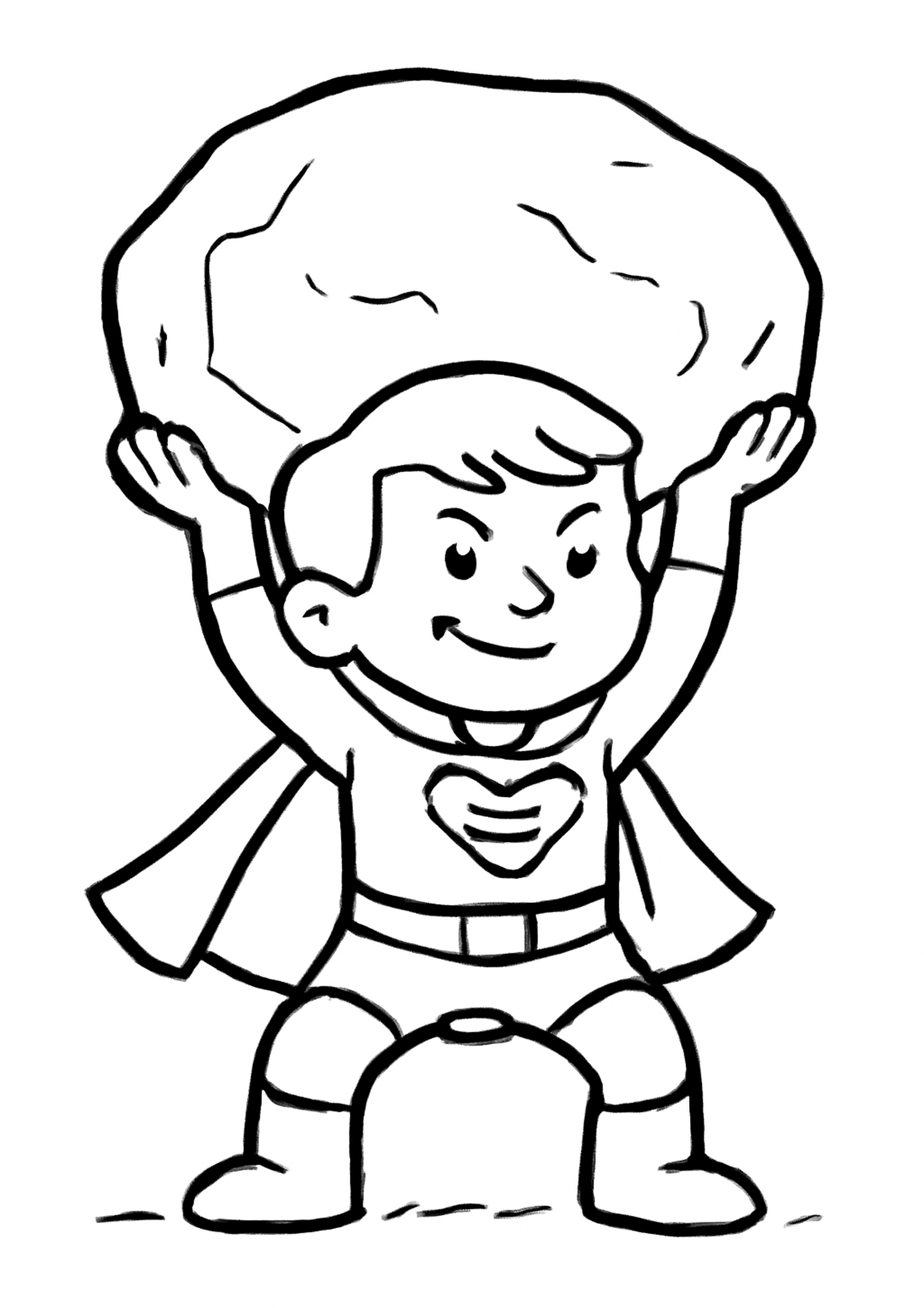 Coloriage super-heros en entrainement a imprimer, dessin au trait simple pour enfants