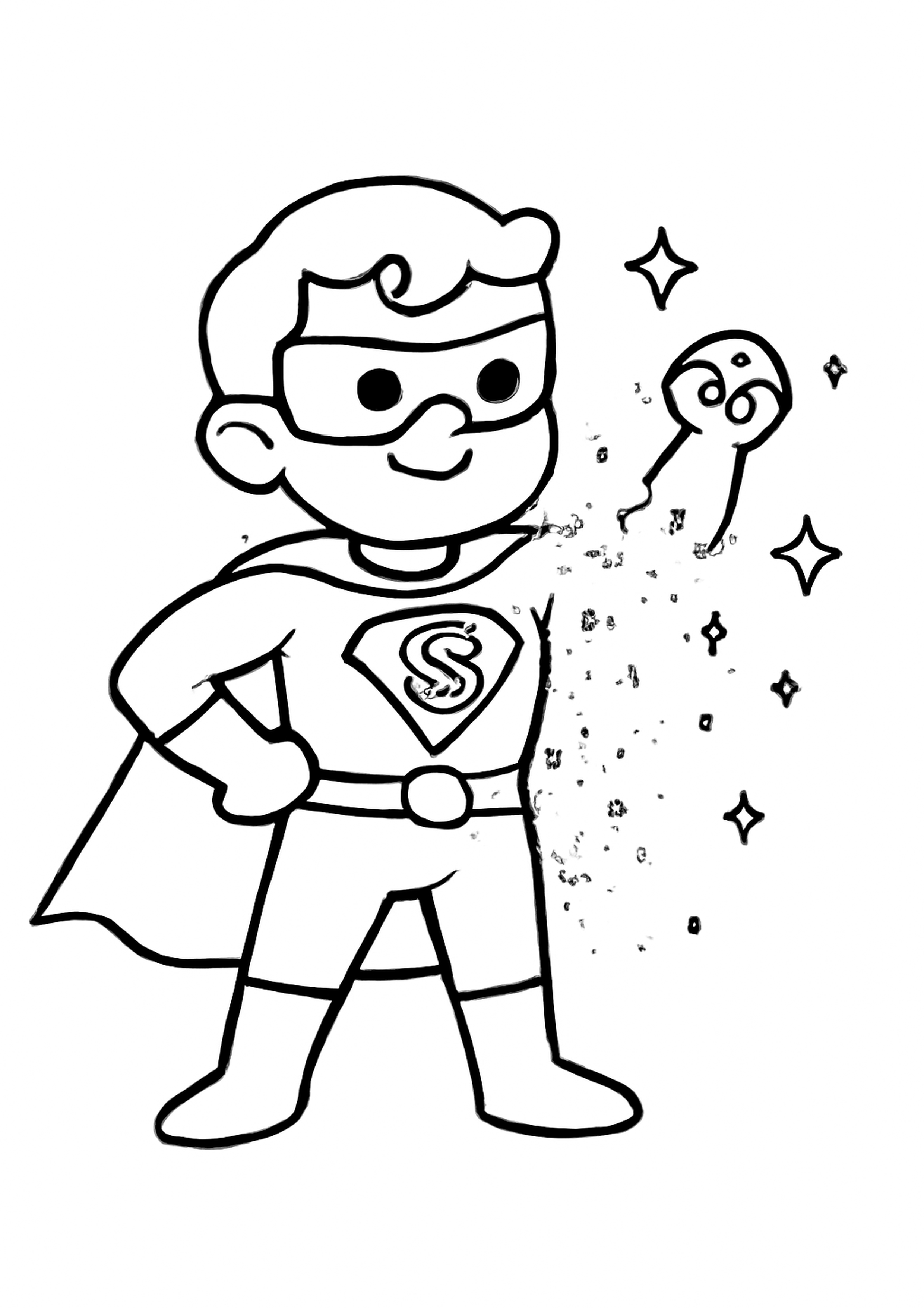 Coloriage super-heros invisible a imprimer, dessin au trait simple pour enfants
