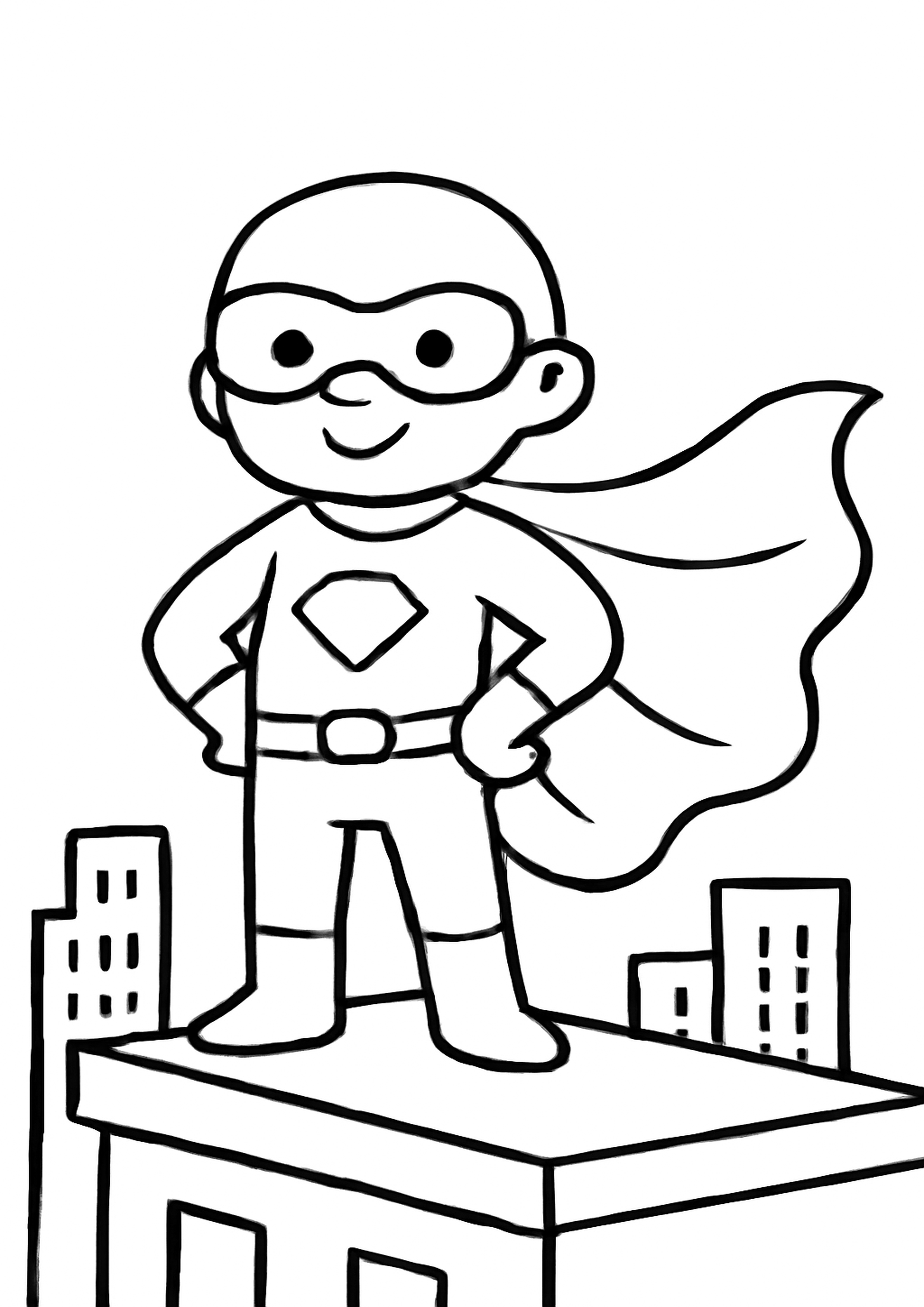 Coloriage super-heros masque a imprimer, dessin au trait simple pour enfants