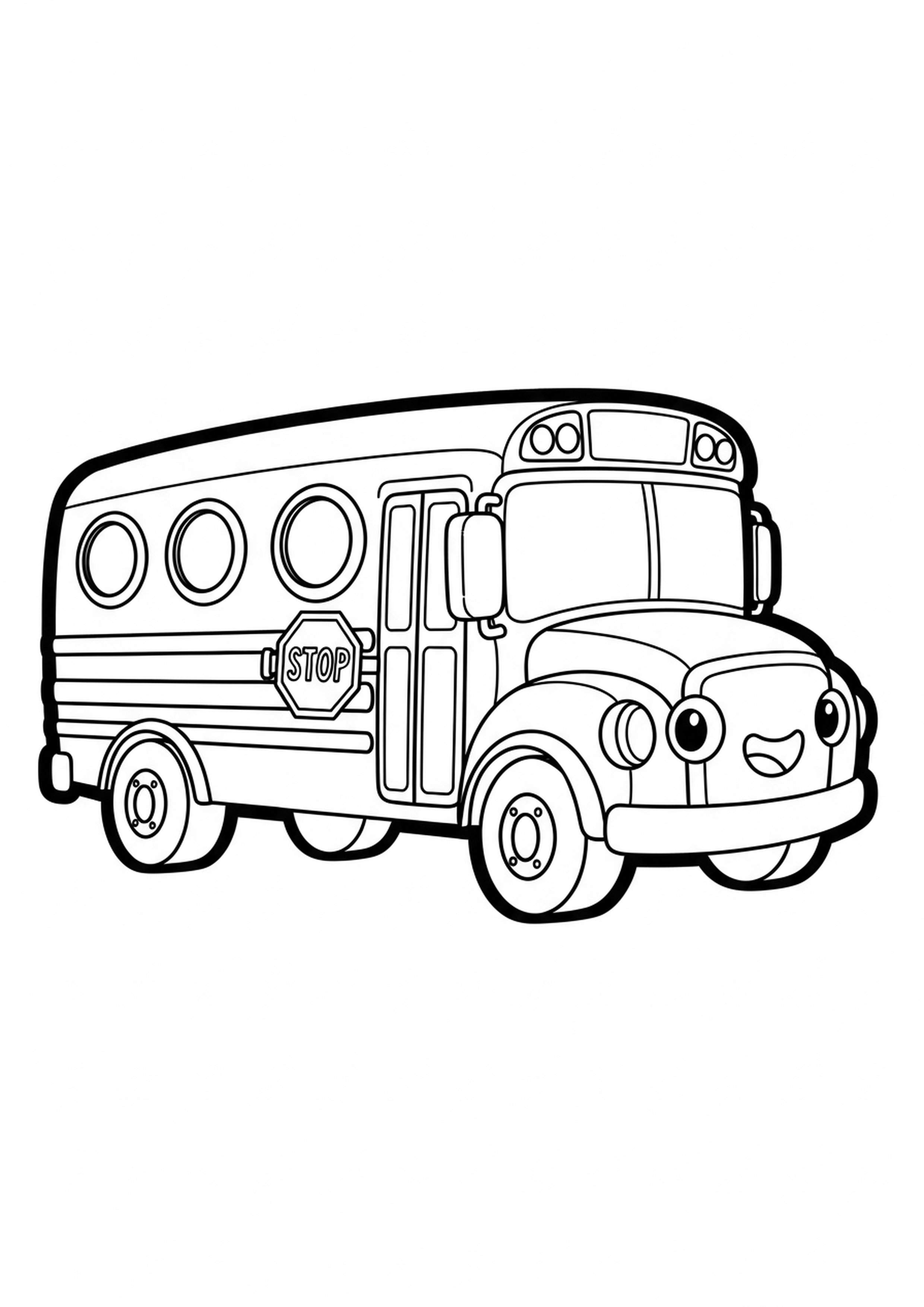 Coloriage bus scolaire a imprimer, dessin au trait simple pour enfants