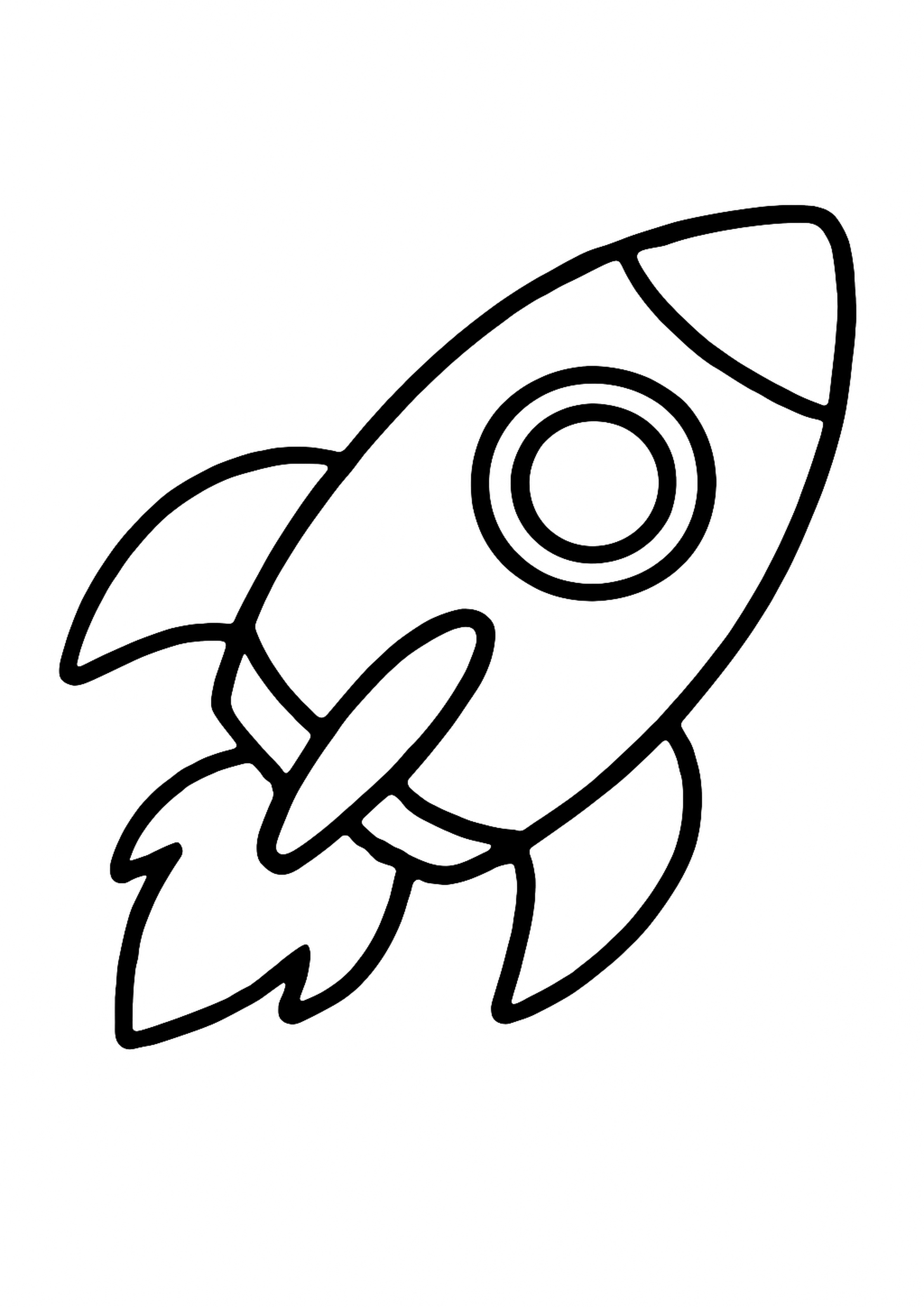 Coloriage fusee spatiale a imprimer, dessin au trait simple pour enfants