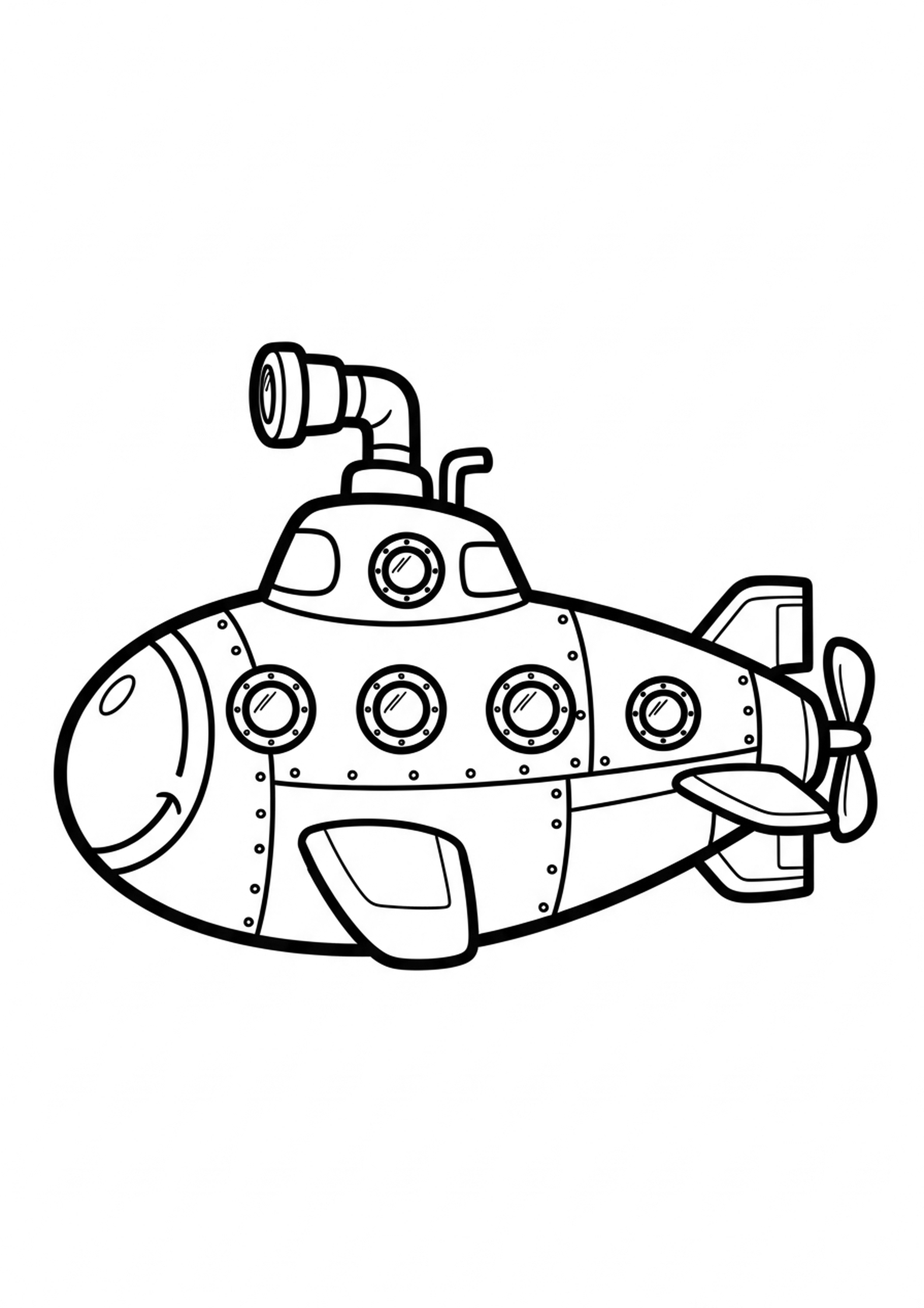 Coloriage sous-marin jaune a imprimer, dessin au trait simple pour enfants